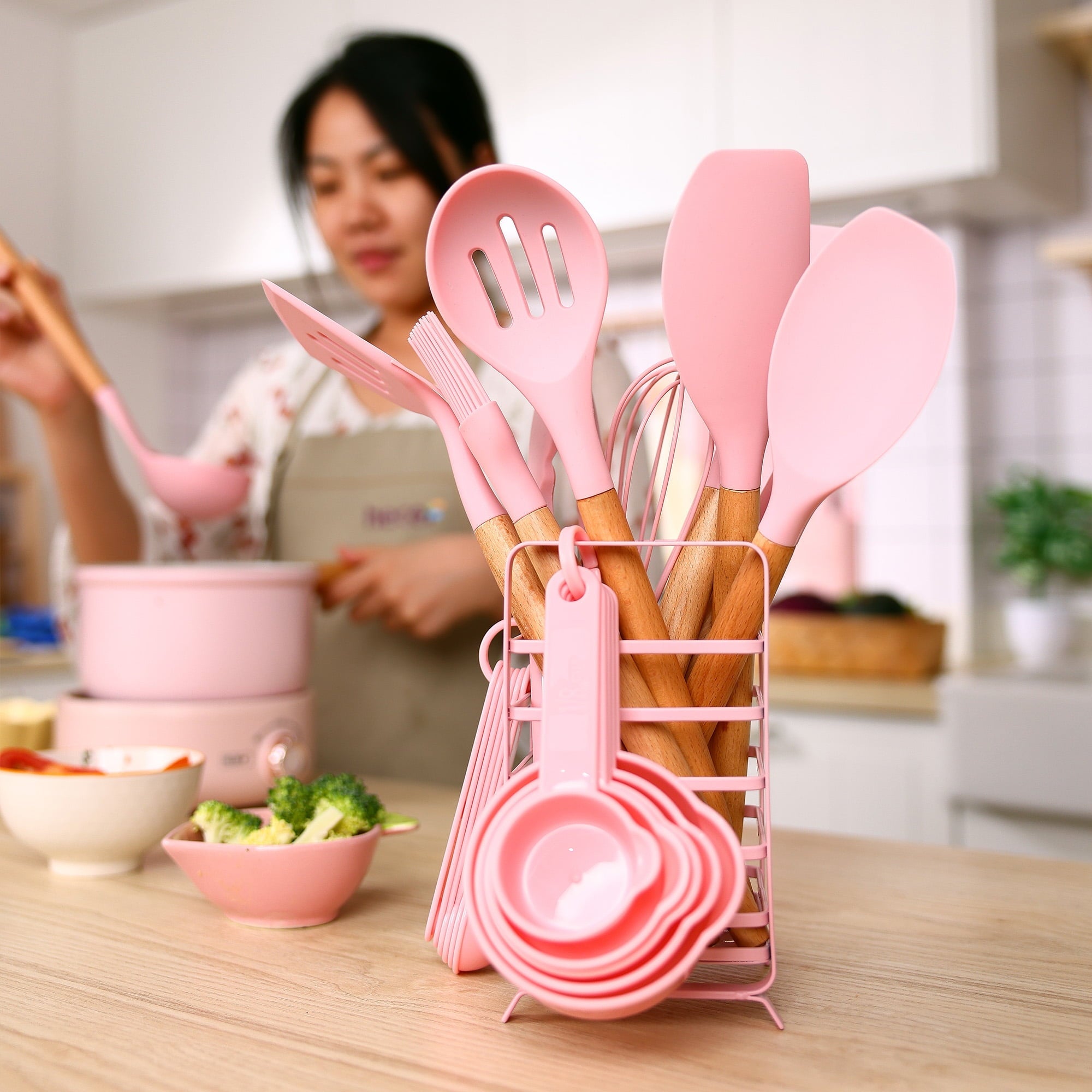 Seamless One-Piece 32 PCS Silicone Cooking Utensils Set, 446°F Heat Resistant for Nonstick Cookware - Premium Stainless Steel Cooking Utensil for Non-Stick Pots Detail