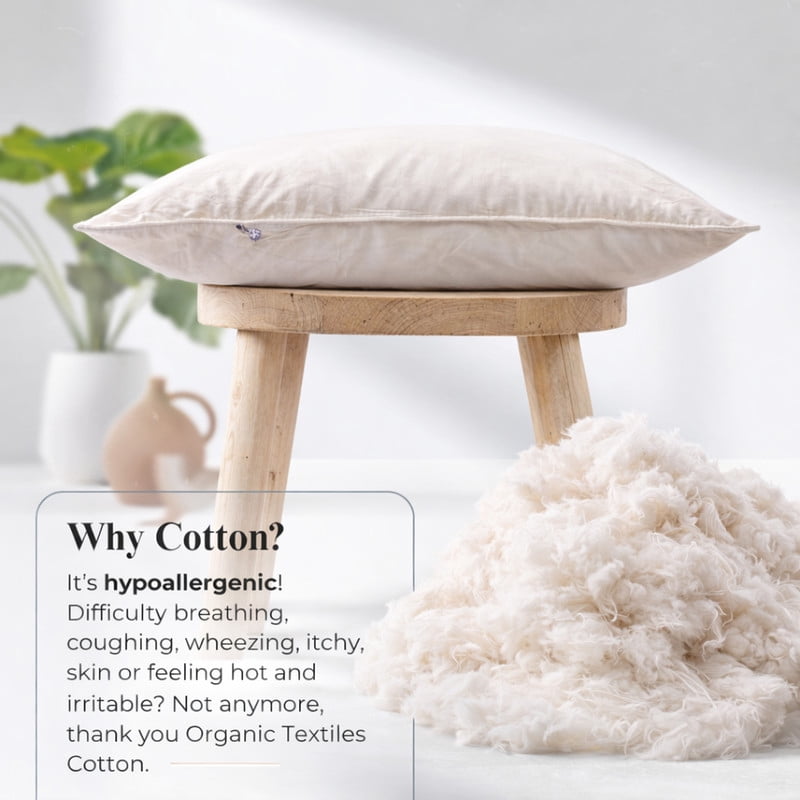 Orthopedic Support 100% Organic Cotton Pillow with Organic Cotton Cover - GOTS CERTIFIED - Adjustable Loft, Head Neck Pain Relief, Back ... - Ergonomic Memory Foam Pillow for Neck Pain Support Detail