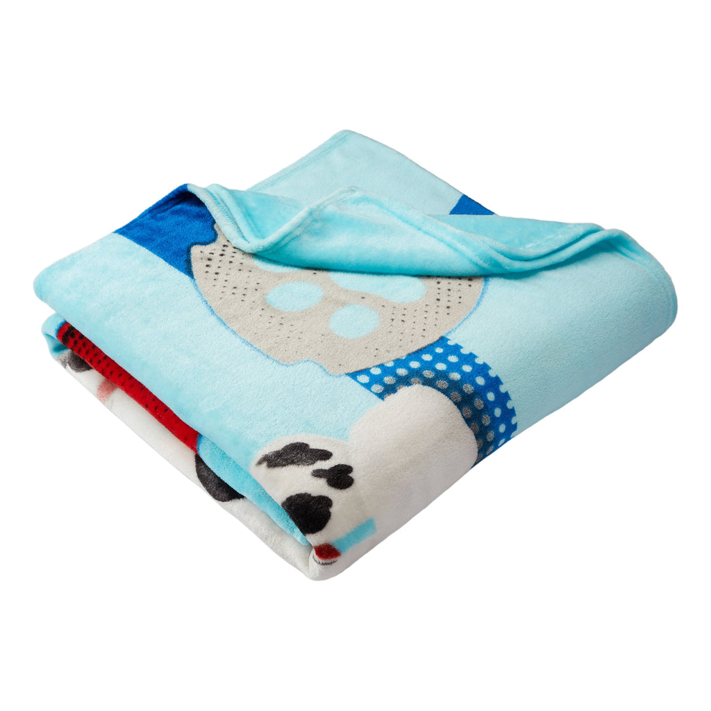 Reversible Sherpa Kids Blue Print Fleece Bed Blanket, Twin/Full - Lightweight Plush Warm Blanket for All Seasons Detail