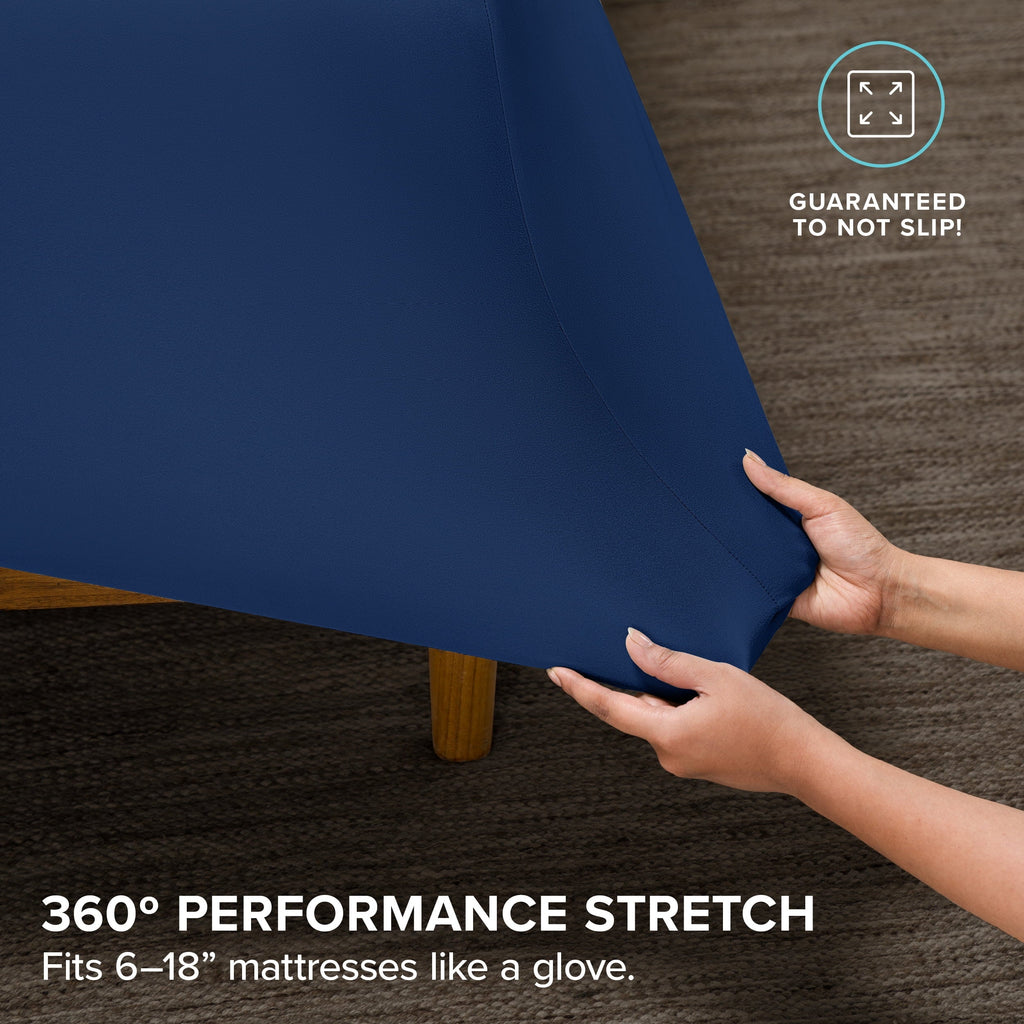 Cooling Sateen Cooling Performance Jersey Knit Stretch Sheet Set, Moisture-Wicking & Breathable, 4-Way Stretch Bed Sheets, Envelope ... - Premium Ultra-Soft Pillowcase Pair for Sleeping Detail