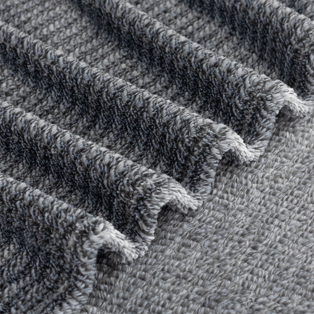 Lightweight Warm Plush Textured Heathered Soft Oversized Throw Blanket, Gray - Luxury Knitted Decorative Throw Blanket with Fringes Detail