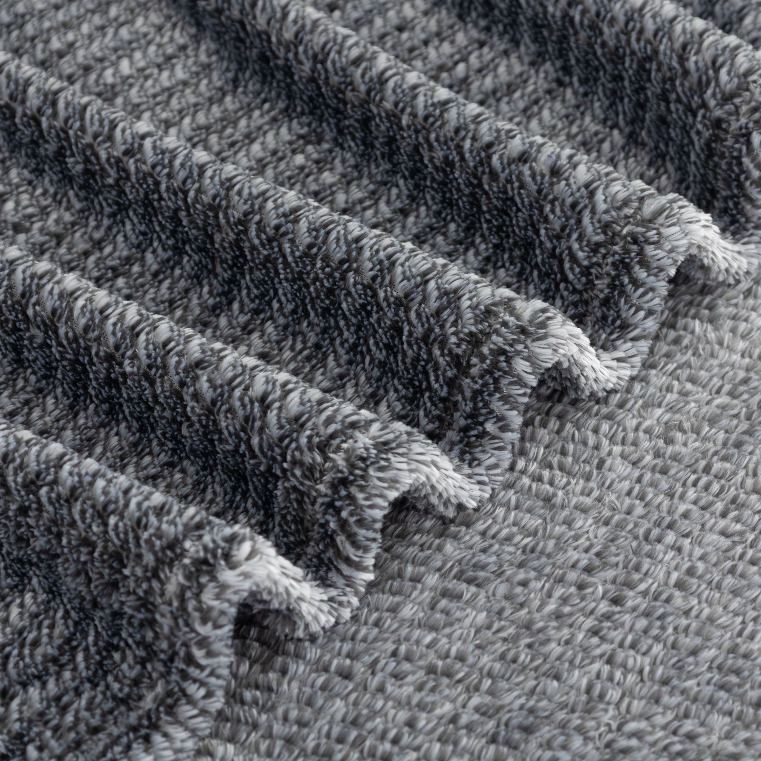 Lightweight Warm Plush Textured Heathered Soft Oversized Throw Blanket, Gray - Luxury Knitted Decorative Throw Blanket with Fringes Detail