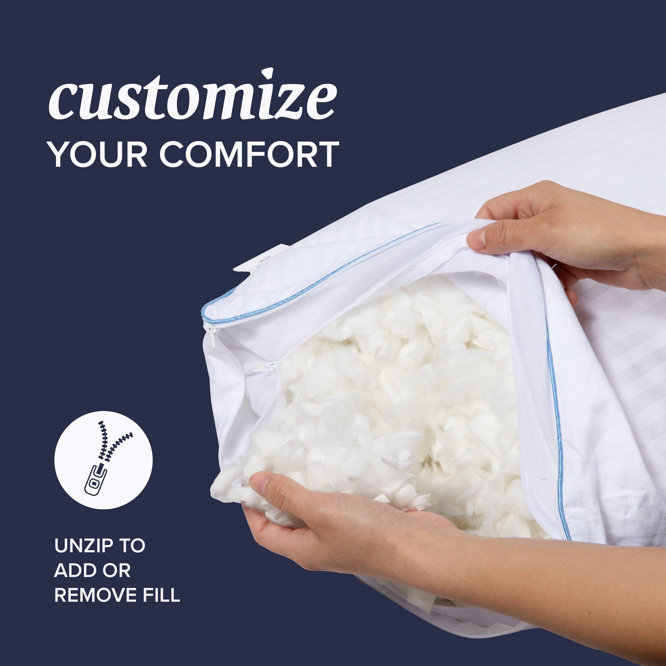 Fluffy Shredded Customizable Memory Foam Queen Pillow 1Pack, Adult - Decorative Throw Pillow Cushion for Sofa & Bed Detail