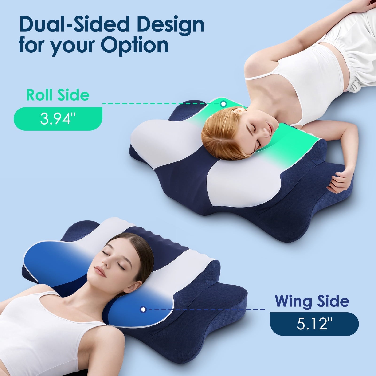 Hotel Collection Cervical Neck Pillow for Pain Relief Sleeping, Memory Foam Pillow Neck Pillow Bed Pillow with Pillowcase for Side Bac... - Orthopedic Shredded Foam Bed Pillow Set Detail
