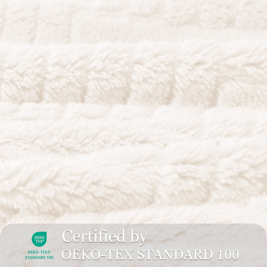 Reversible Sherpa Fluffy Fleece Throw Blanket 50"x60" for Couch, Bed, Sofa, Fuzzy Soft Cozy Throw with Decorative Jacquard Pattern for ... - Lightweight Plush Warm Blanket for All Seasons Detail