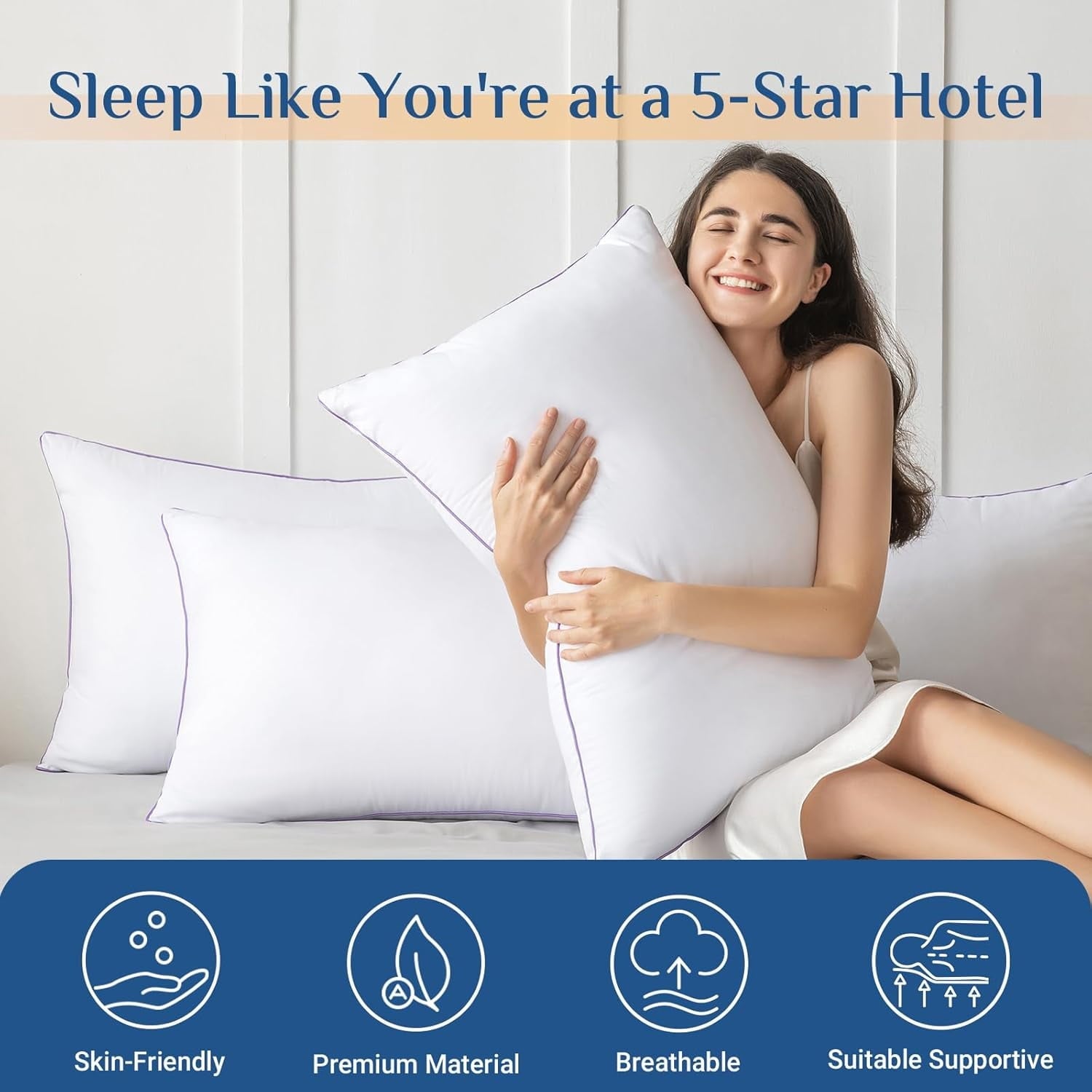 Fluffy Shredded Set of 4, Cooling and Supportive Bed with Super Soft Down Alternative Fill, Luxury Fluffy Hotel Quality for Side, Bac... - Orthopedic Shredded Foam Bed Pillow Set Detail