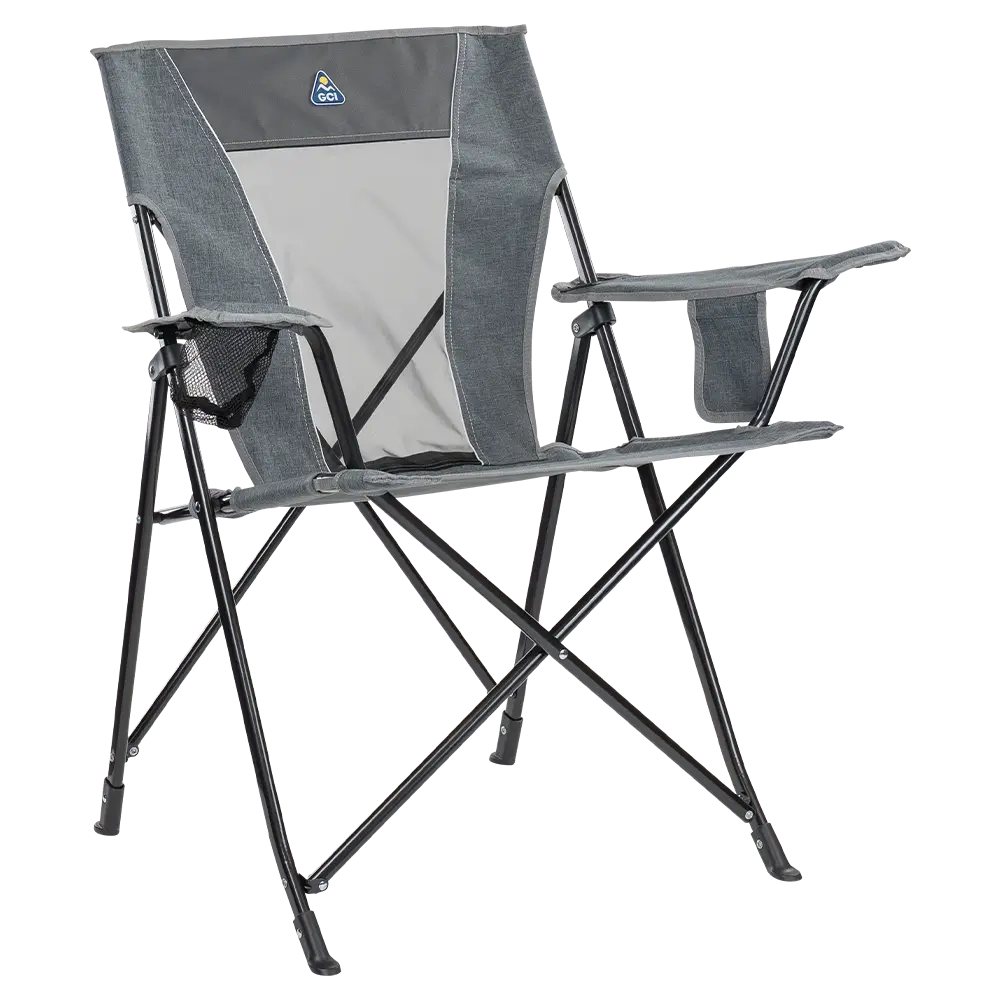 Space-Saving Pico Comfort Quad Chair - Choice 989 - Pico Compact Folding Camp Chair with Carry Bag - Heathered Pewter