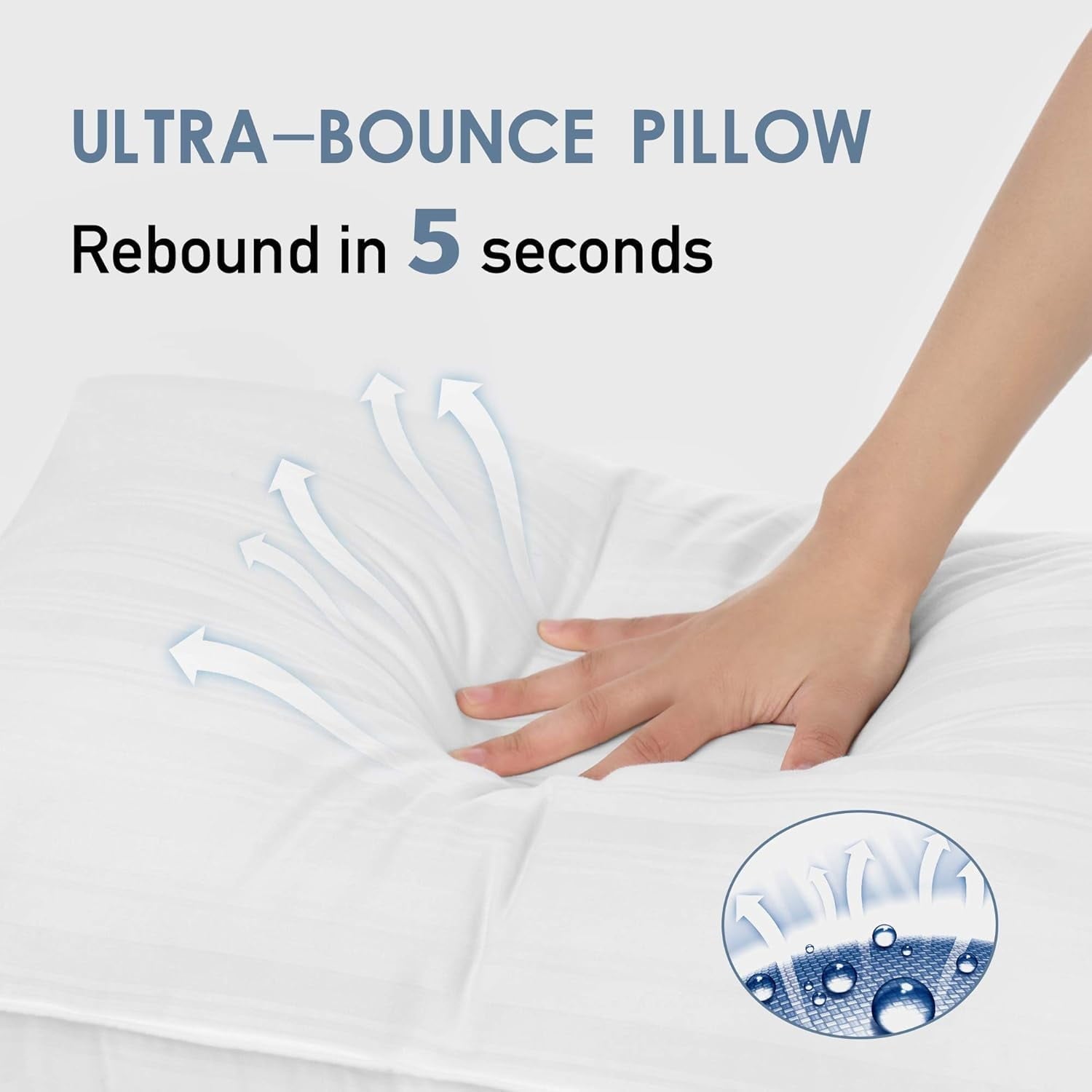 Hotel Collection Pillow for Beds 2 Pack Queen Size Pillows Set of 2 Hypoallergenic Hotel Down Alternative Pillow for Side and Back Sle... - Hotel Quality Plush Sleeping Pillows Detail