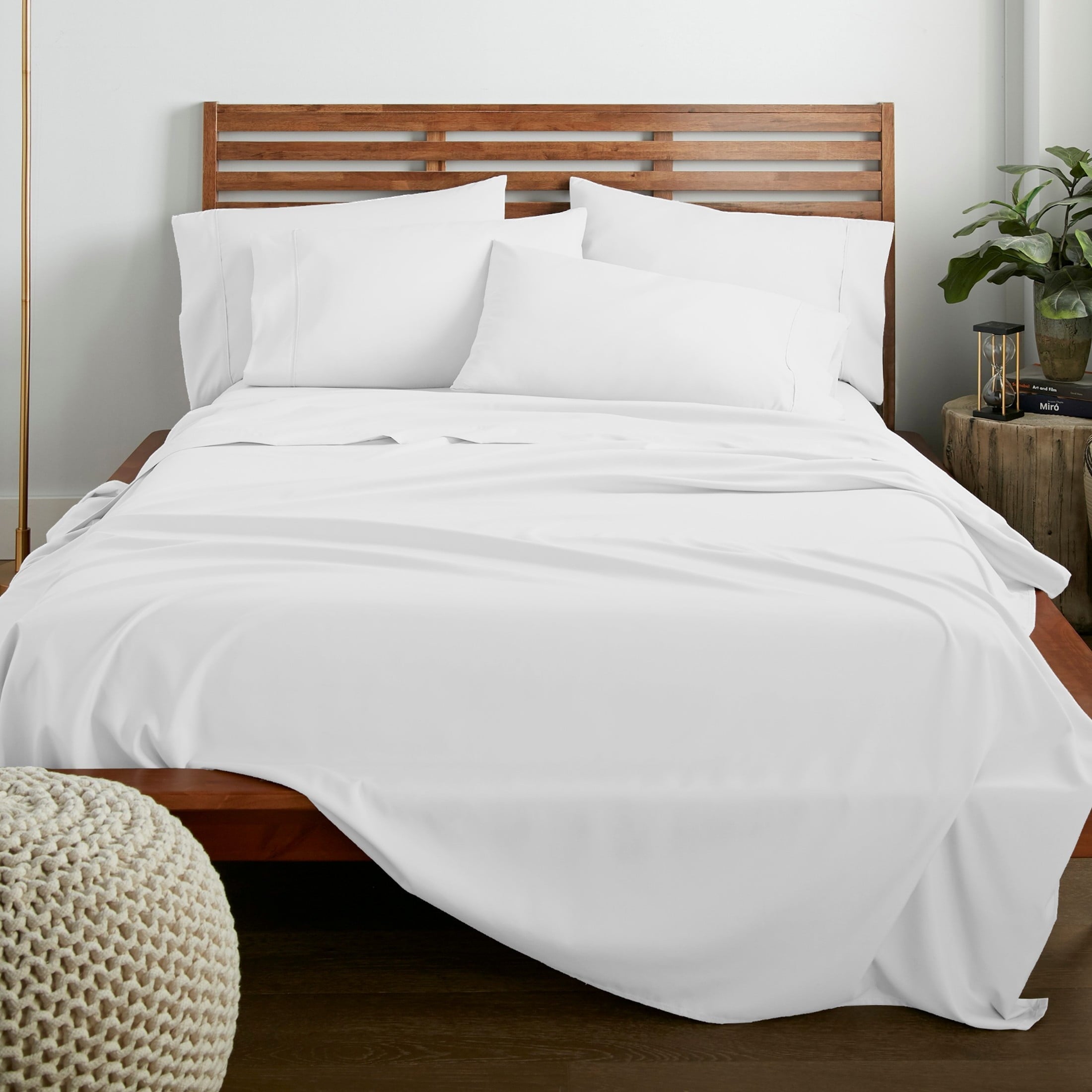 Breathable Luxury Queen Size 6 Piece Bed Sheet Set White - Ultra Soft Microfiber Deep Pocket Wrinkle Free - Luxury Bed Sheet Set with Deep Pockets Detail