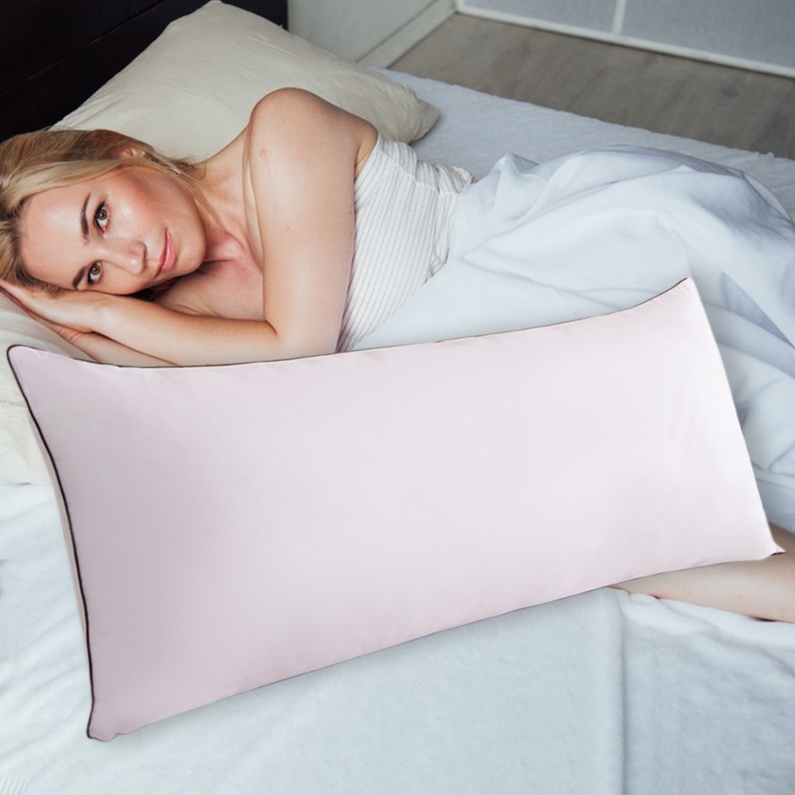 Decorative Plump Long Pillows For Bed King Clearance! 100*48cm White Gentle Support Soybean Pillow, Comfortable Breathable Bed Pillows... - Orthopedic Shredded Foam Bed Pillow Set Detail