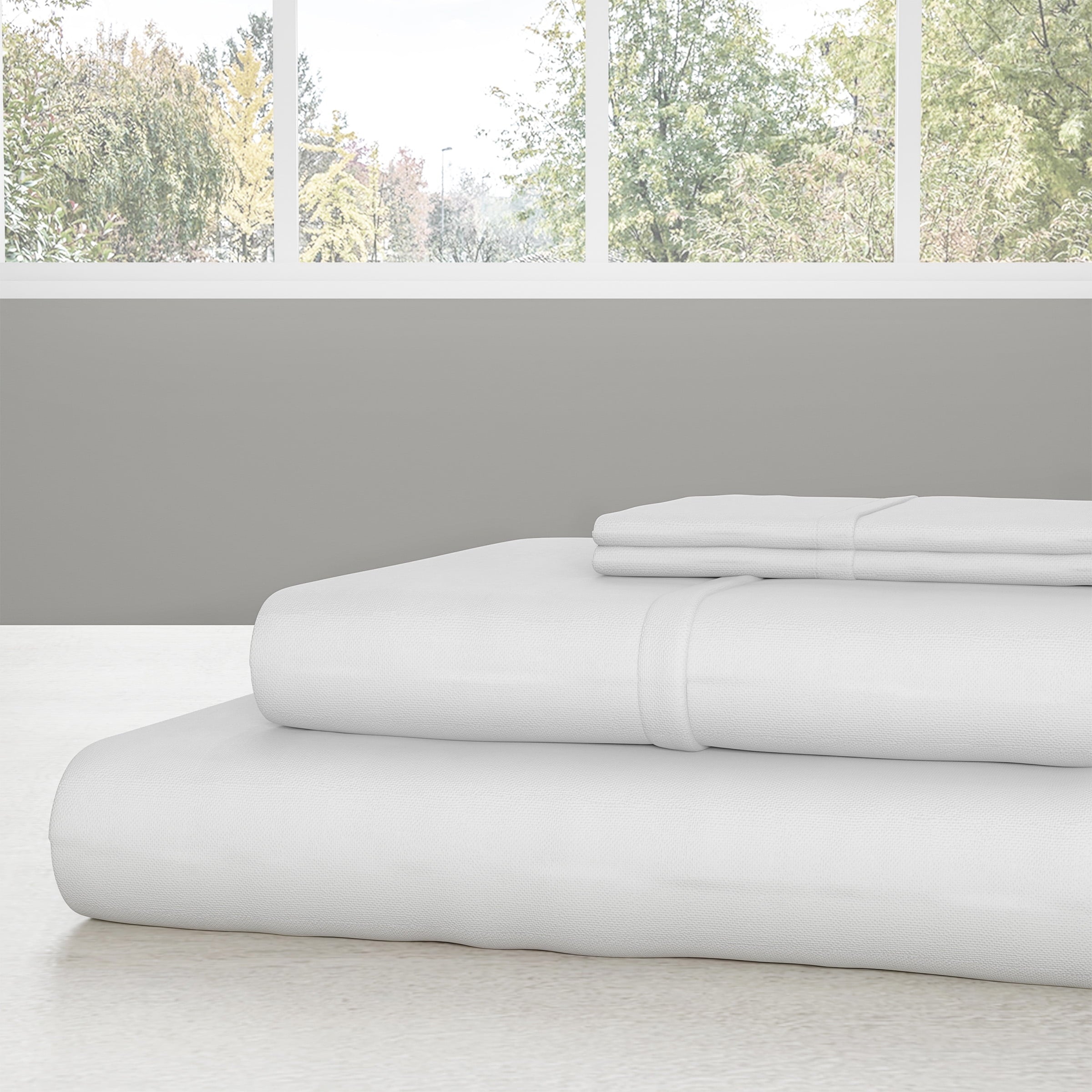 Ultra-Soft Set- 3 Piece Bed Linens-Fitted & Flat s, Plus A Pillowcase-Wrinkle, Stain & Fade Resistant (Twin, White) - Premium Ultra-Soft Pillowcase Pair for Sleeping Detail