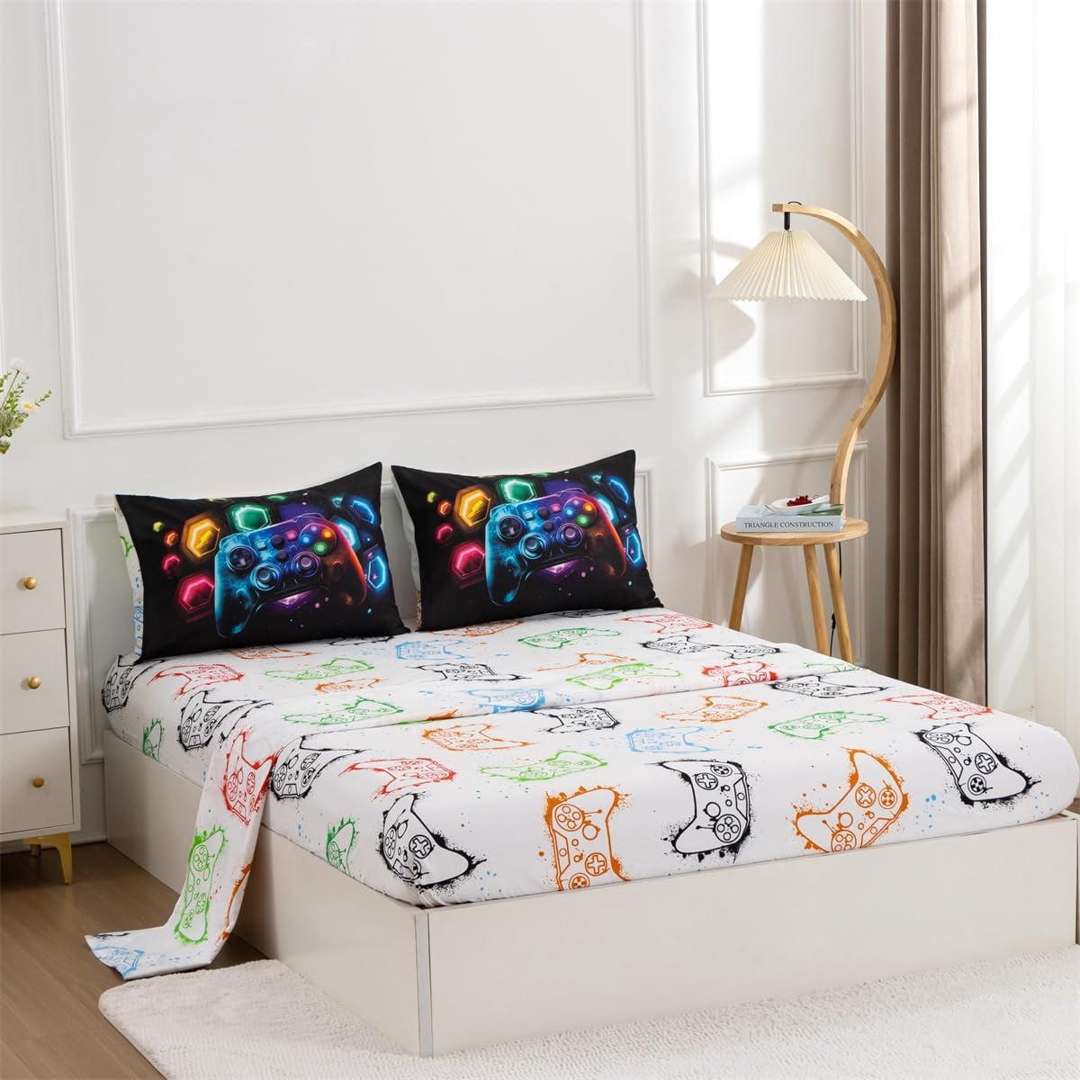 All-Season Game Console Comforter Set for Boys Girls Kids Space Universe Gaming Geometric Lightweight Microfiber Gamer Bedding S... - All-Season Down Alternative Comforter Insert Detail