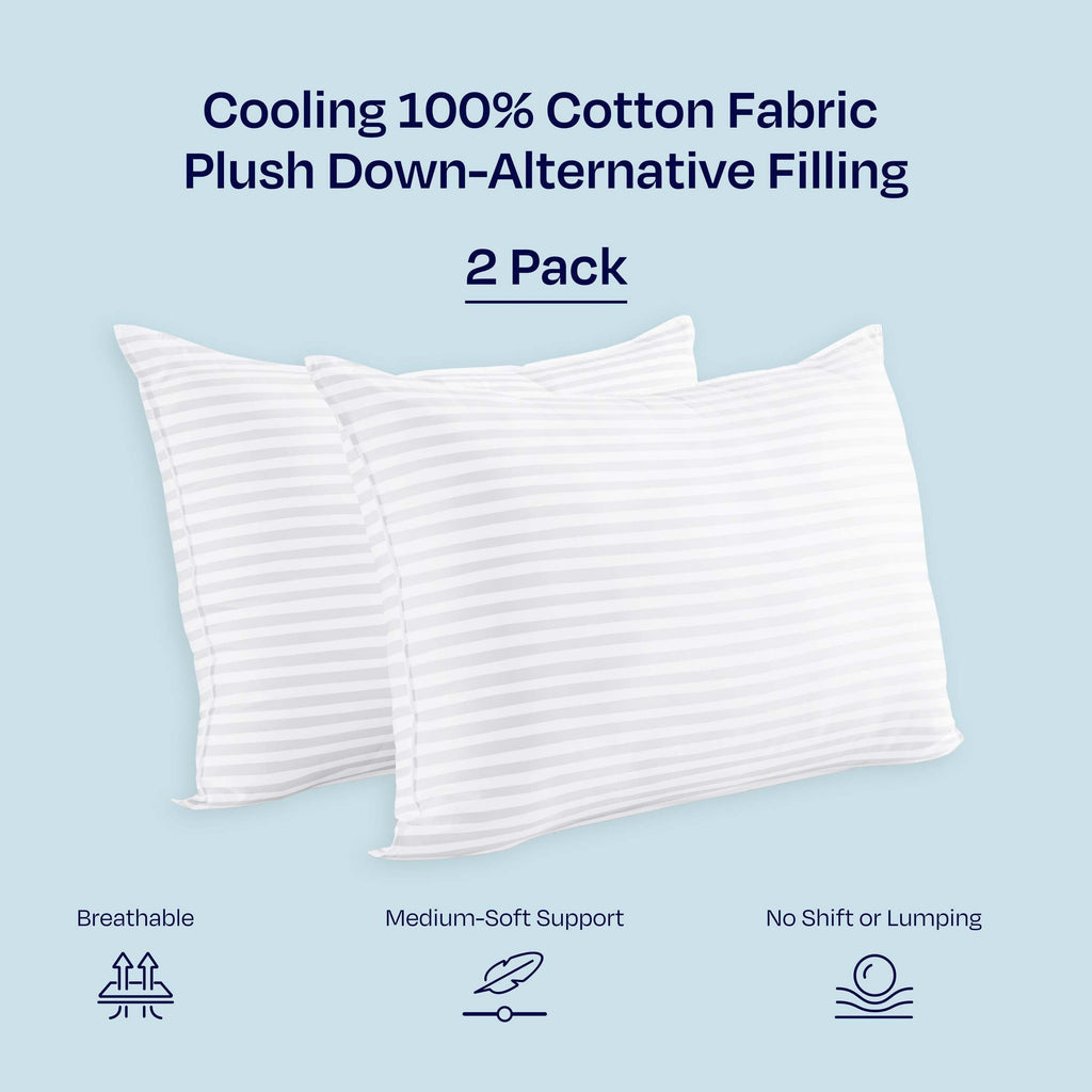 Hotel Collection 2-Pack Comfort Bed Pillows Standard size set of 2 for Sleeping, Pillows, for Back, Stomach or Side Sleepers, 20 x 26 ... - Decorative Throw Pillow Cushion for Sofa & Bed Detail