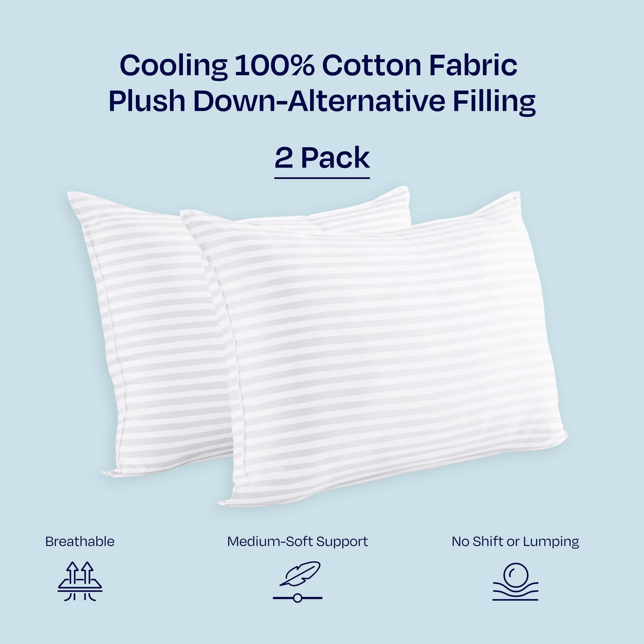 Hotel Collection 2-Pack Comfort Bed Pillows Standard size set of 2 for Sleeping, Pillows, for Back, Stomach or Side Sleepers, 20 x 26 ... - Decorative Throw Pillow Cushion for Sofa & Bed Detail