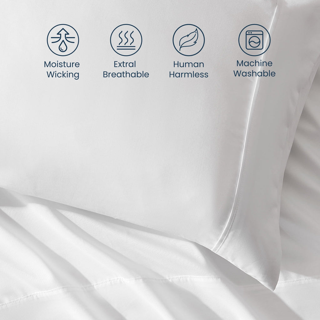 Premium Egyptian Cotton Nanotex Super Soft Cooling Twin Bed Sheets Set for Kids 3 Piece - Easy Care Fitted Flat Sheet & Pillowcase Sets - Wri... - Cooling Hotel Quality Bedding Sheets and Pillowcases Detail