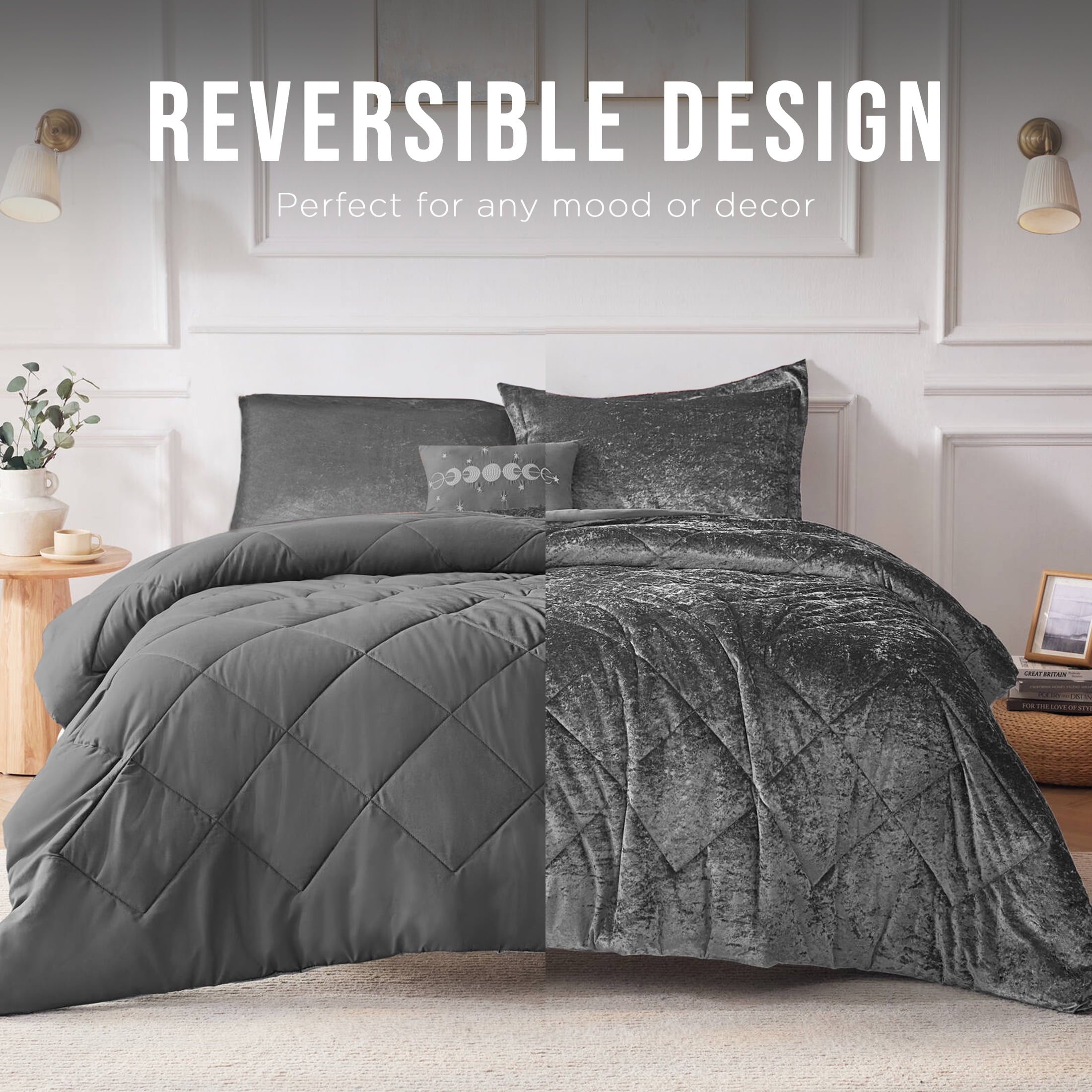 Hypoallergenic Cloud King/Cal King Size Comforter Sets, Velvet Bedding Comforter Set for All Seasons, Grey Bedding Set with Decor Pillow, ... - Hypoallergenic Ultra-Fluffy Quilt for Winter Detail
