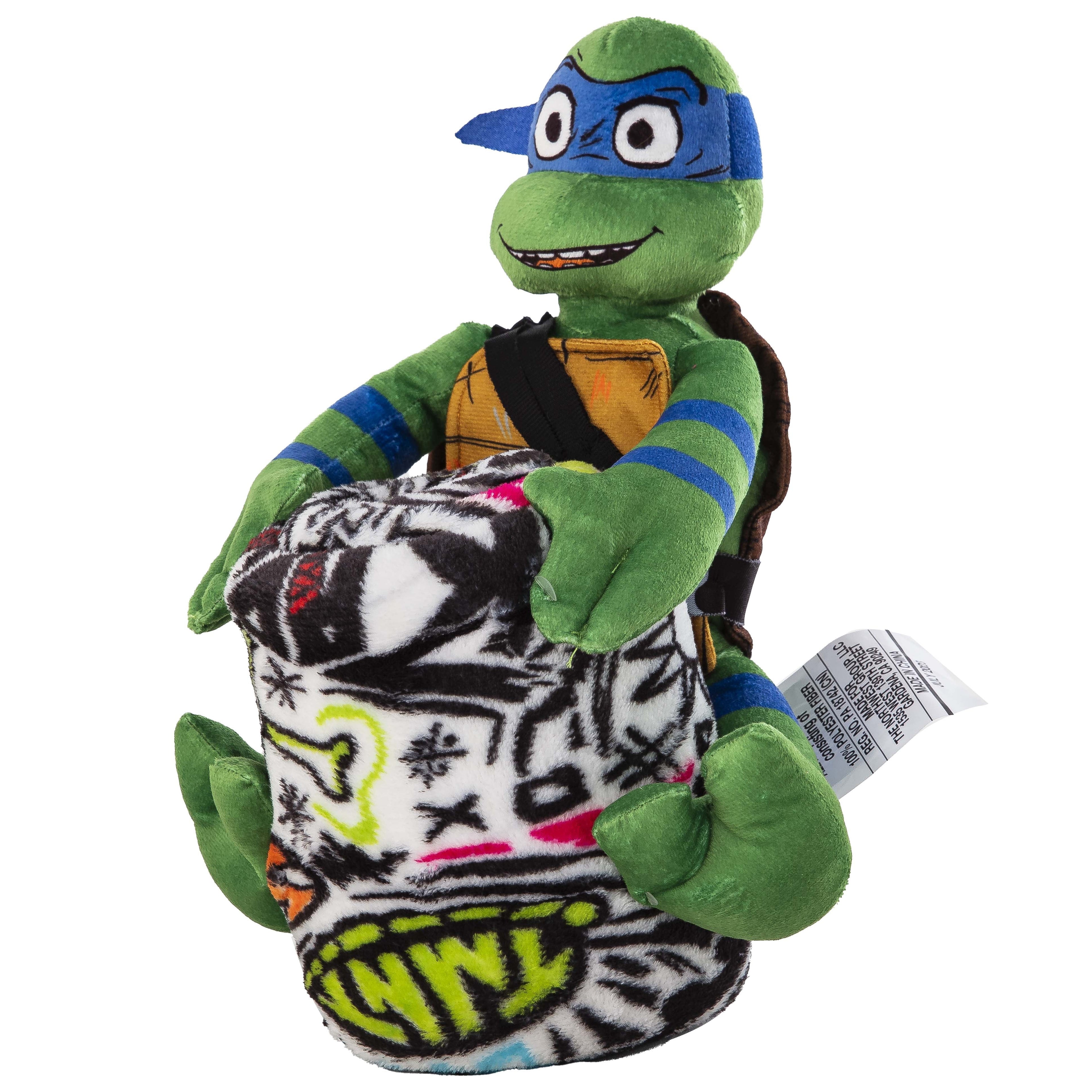 Super Soft Flannel Teenage Mutant Tutles Sketched Out Kids Silk Touch Throw Blanket with Plush Hugger – Ultra Soft Plush Character Pillo... - Luxury Knitted Decorative Throw Blanket with Fringes Detail