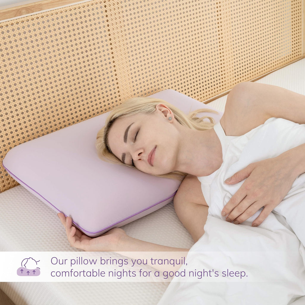 Orthopedic Support Memory Foam Pillow, Cooling Gel Bed Pillow, Queen, Purple - Orthopedic Shredded Foam Bed Pillow Set Detail