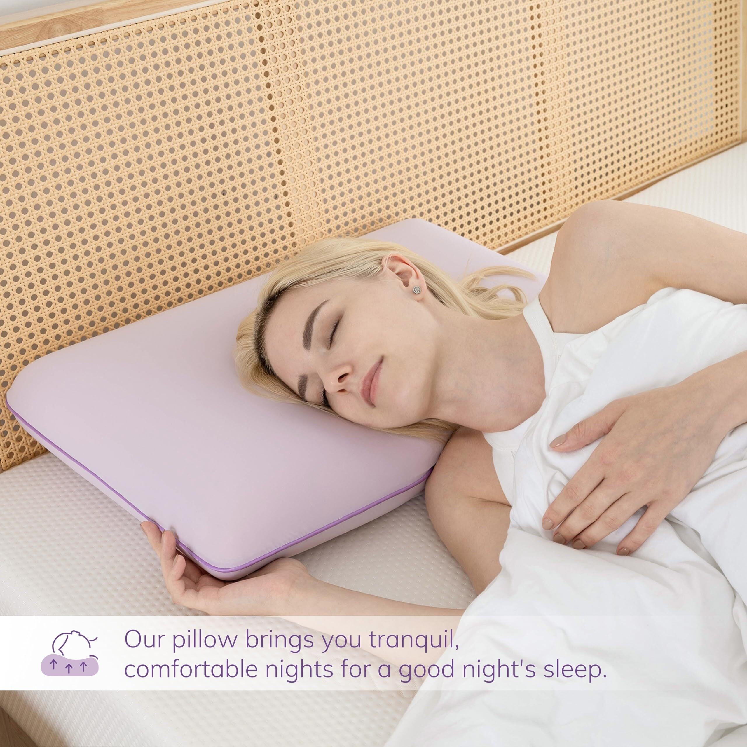 Orthopedic Support Memory Foam Pillow, Cooling Gel Bed Pillow, Queen, Purple - Orthopedic Shredded Foam Bed Pillow Set Detail