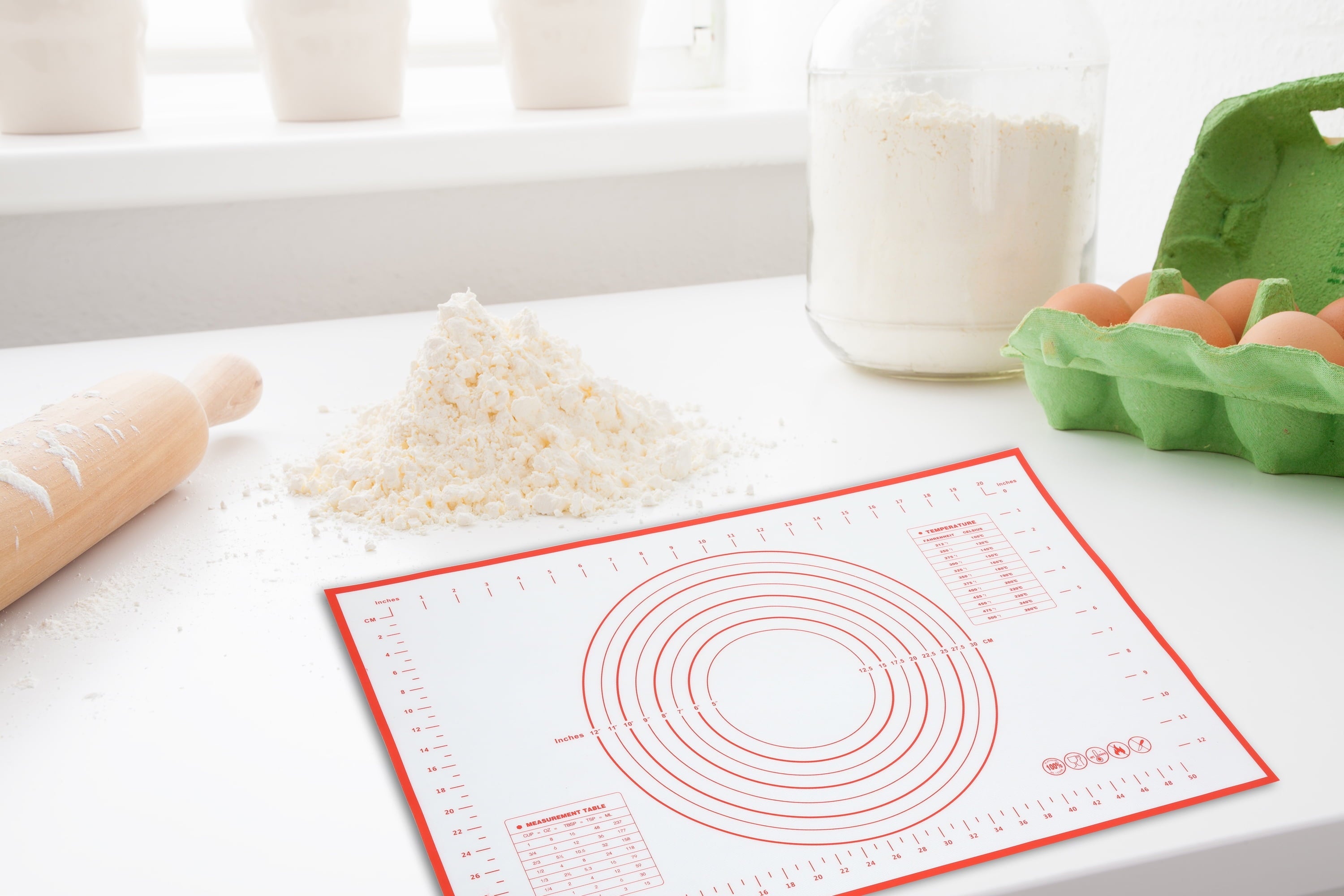 Time-Saving Reusable Silicone 24"x 18" Pastry Mat with Measurements - Innovative Kitchen Helper for Modern Cooking Detail