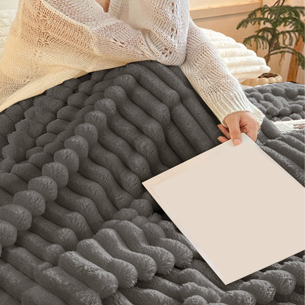Cozy Fleece Bunny Blanket, Super Soft & Warm Faux Rabbit Fur Throw Blanket, Lightweight Microfiber Machine Washable for Bedroom, ... - Luxury Knitted Decorative Throw Blanket with Fringes Detail