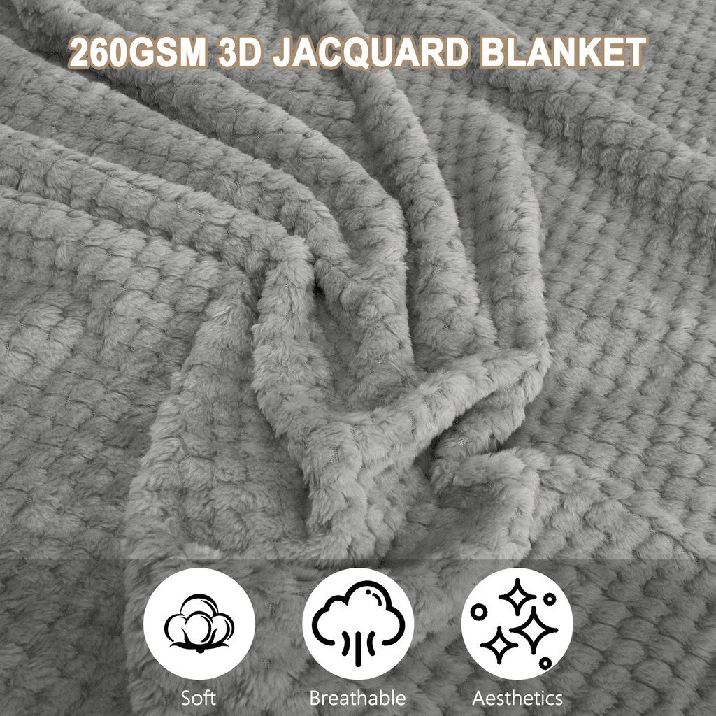 Cozy Fleece Throw Blanket, Decorative Throws with Waffle Wave Design, Super Soft Plush Fuzzy Blankets , Luxury Lightweight and Br... - Super Soft Reversible Sherpa Flannel Blanket Detail