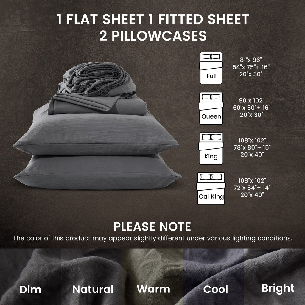 Breathable Luxury Bed Sheets - Full Size Bed Sheets - Washed Microfiber - 4 Piece Hotel Luxury Bedding Sheets with Fitted Sheet, Flat S... - Cooling Hotel Quality Bedding Sheets and Pillowcases Detail