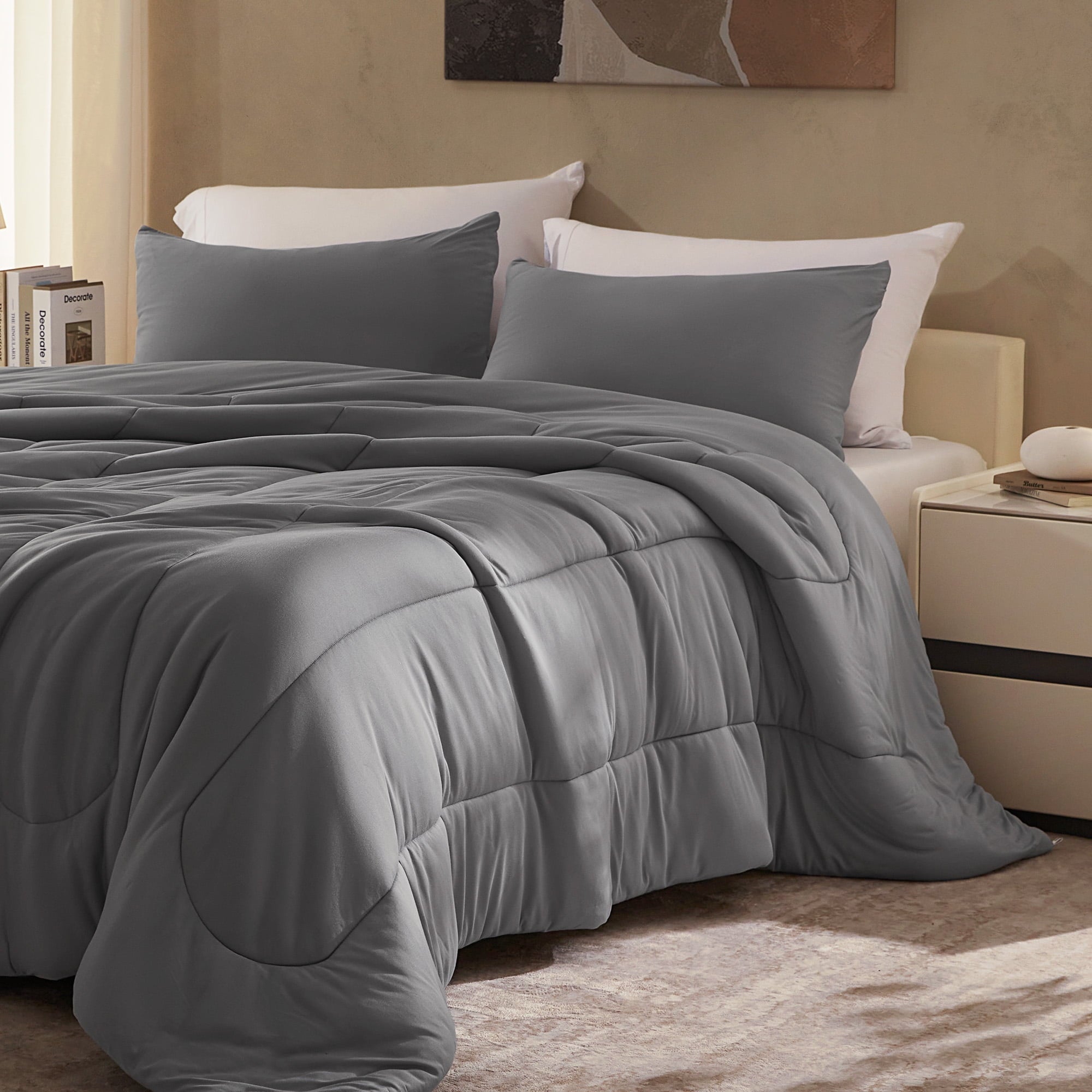 Heavyweight Warmth 3 Pieces Jersey Knit Bedding Sets with 1 Comforter and 2 Pillow Shams, Soft and Breathable Comforter Set with Women, ... - Cloud-Like Soft Lightweight Bed Comforter Detail