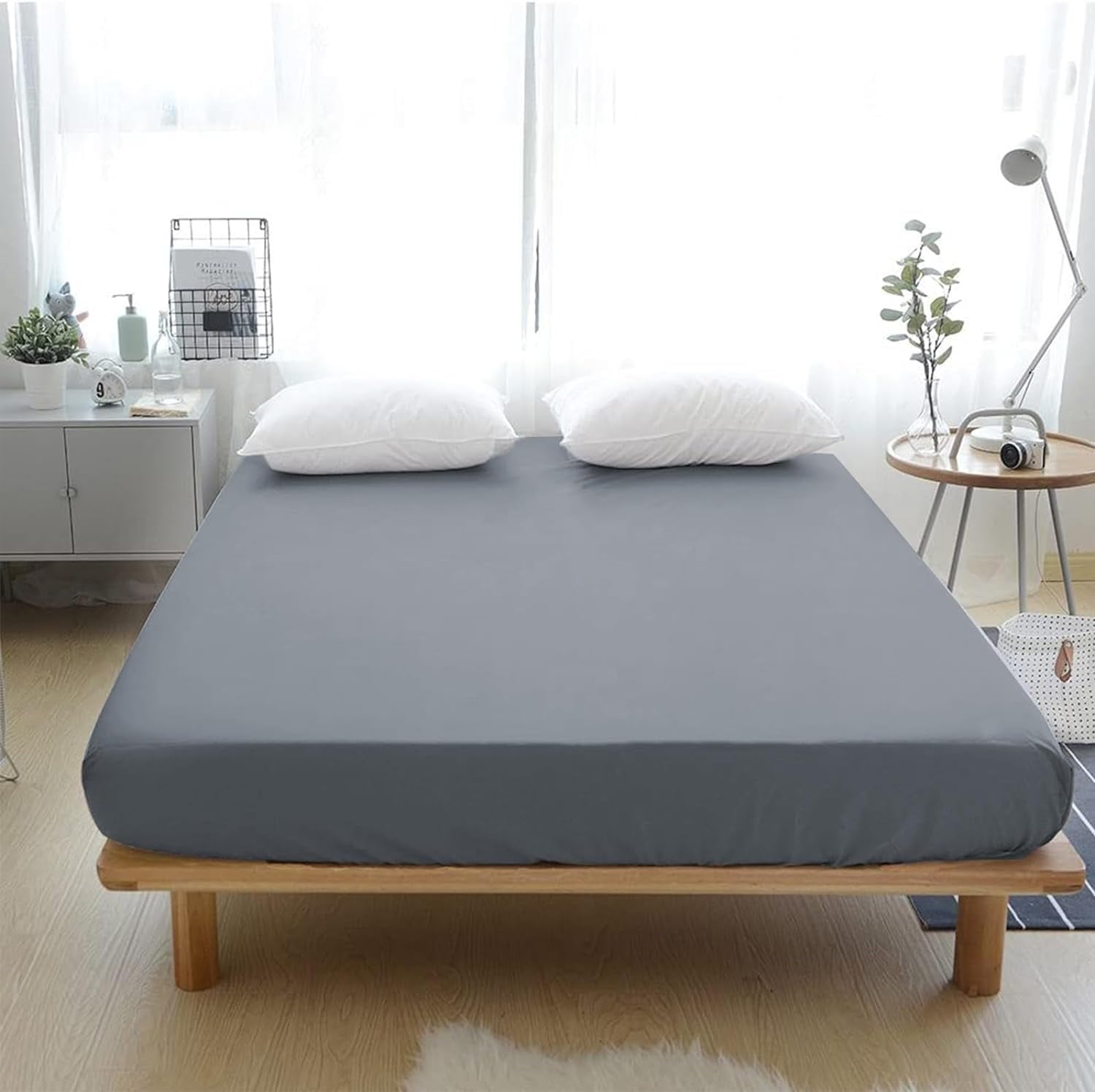 Breathable Luxury Grounding Fitted Sheet Kit Queen Size, Deep Pocket Fitted Sheet, Organic Cotton 7% Silver Fiber, Conductive Bed Cover... - Luxury Bed Sheet Set with Deep Pockets Detail