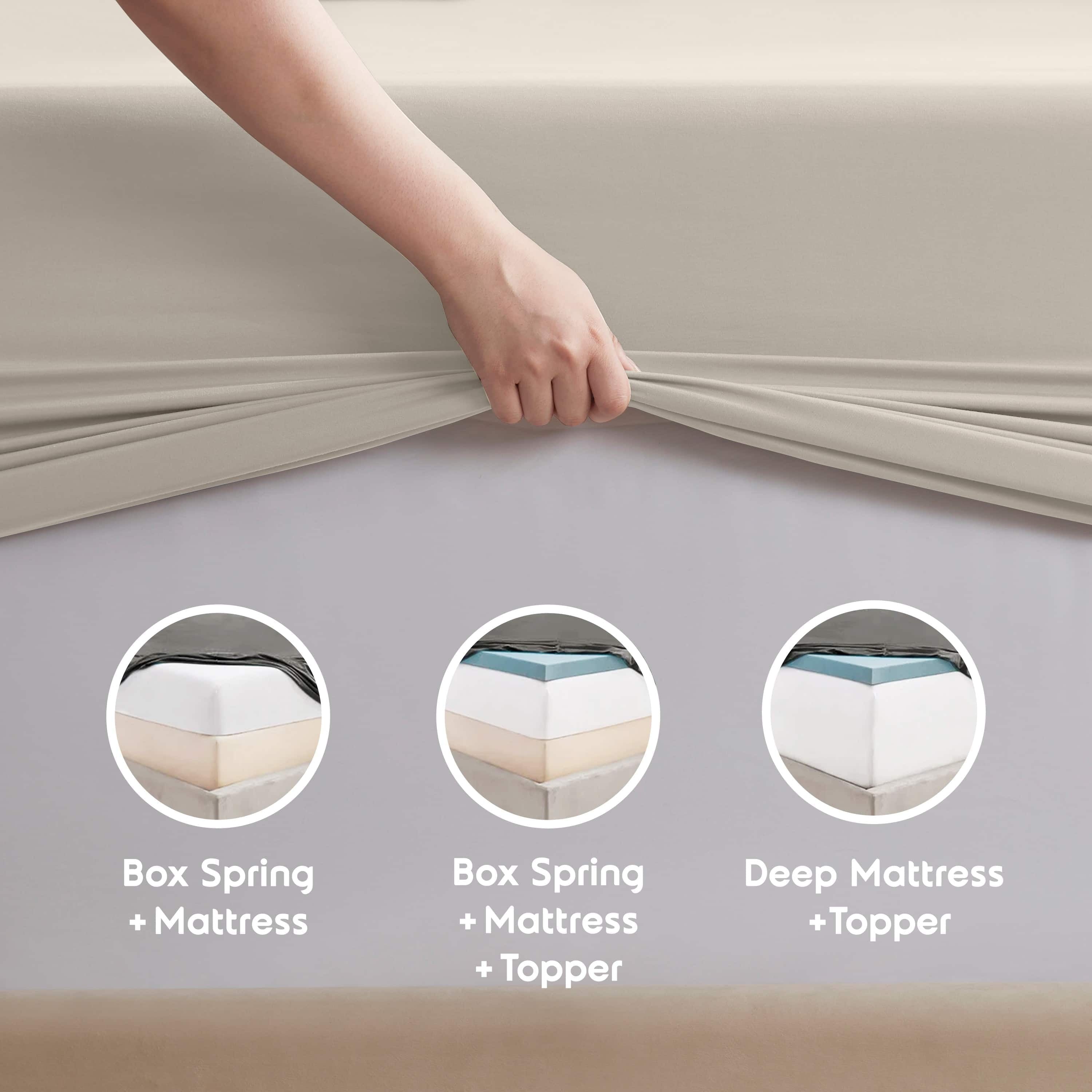 Ultra-Soft Extra Deep Pocket Queen Sheets set, Fits 18"-24" Mattress, 6 Piece Soft Microfiber Bed Sheet Sets, Linen - Breathable Egyptian Cotton Flat & Fitted Sheets Detail