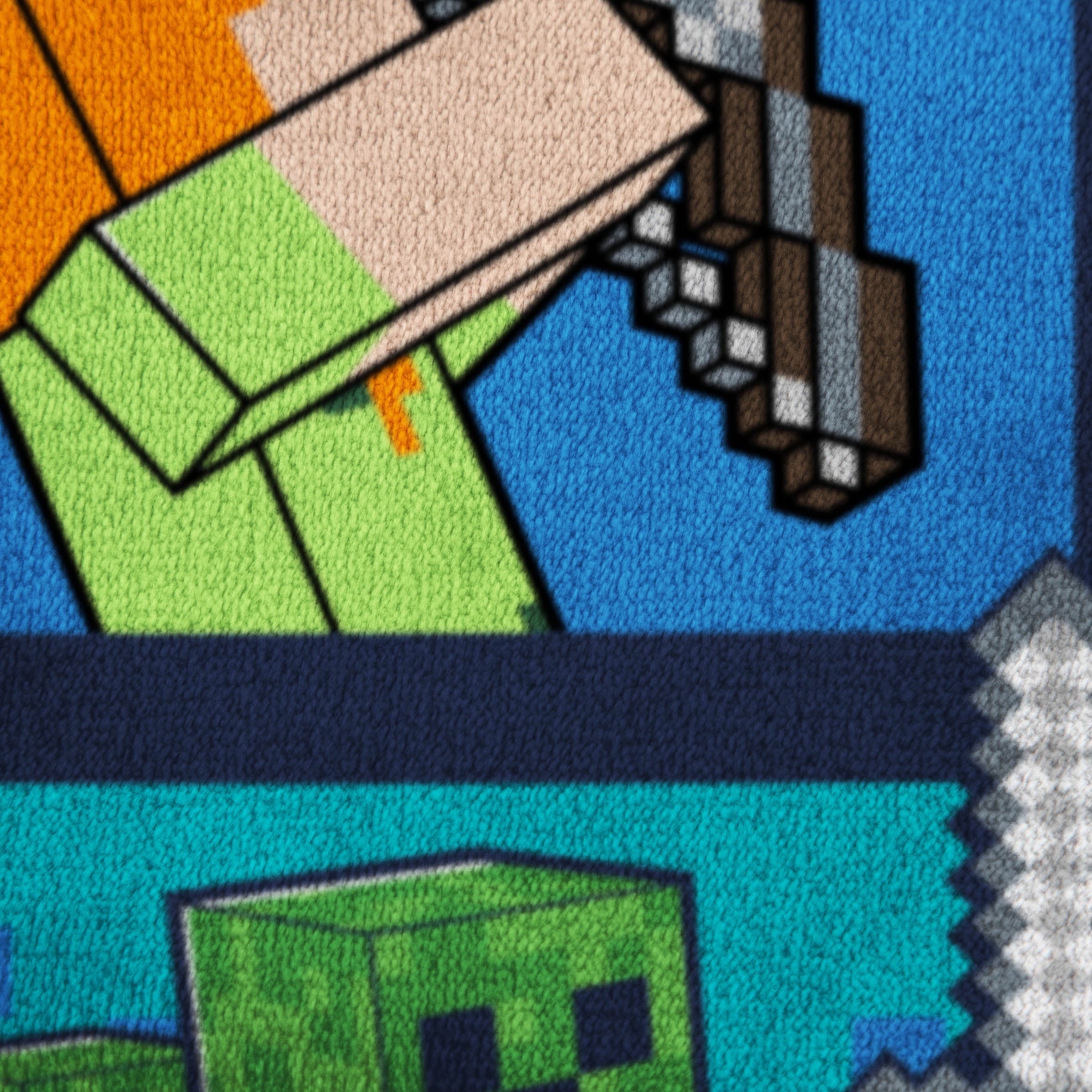 Lightweight Warm Minecraft Kids Twin/Full Blanket, 62 x 90, Microfiber, Green and Blue - Cozy Fleece Throw Blanket for Couch & Bed Detail
