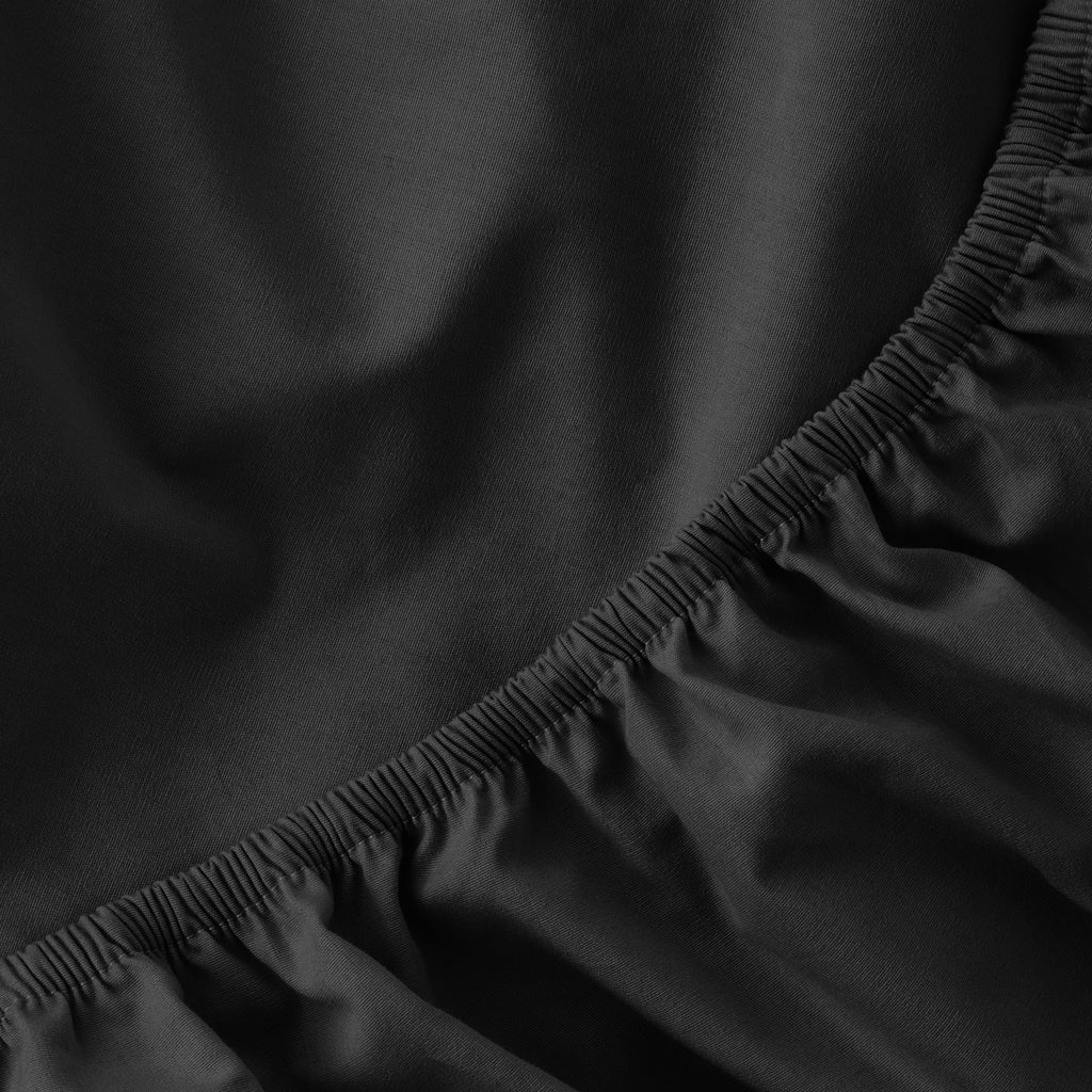 Wrinkle-Resistant Easy Care Solid Rich-Black CVC Cotton Blend Fitted Sheet, Full - Breathable Egyptian Cotton Flat & Fitted Sheets Detail