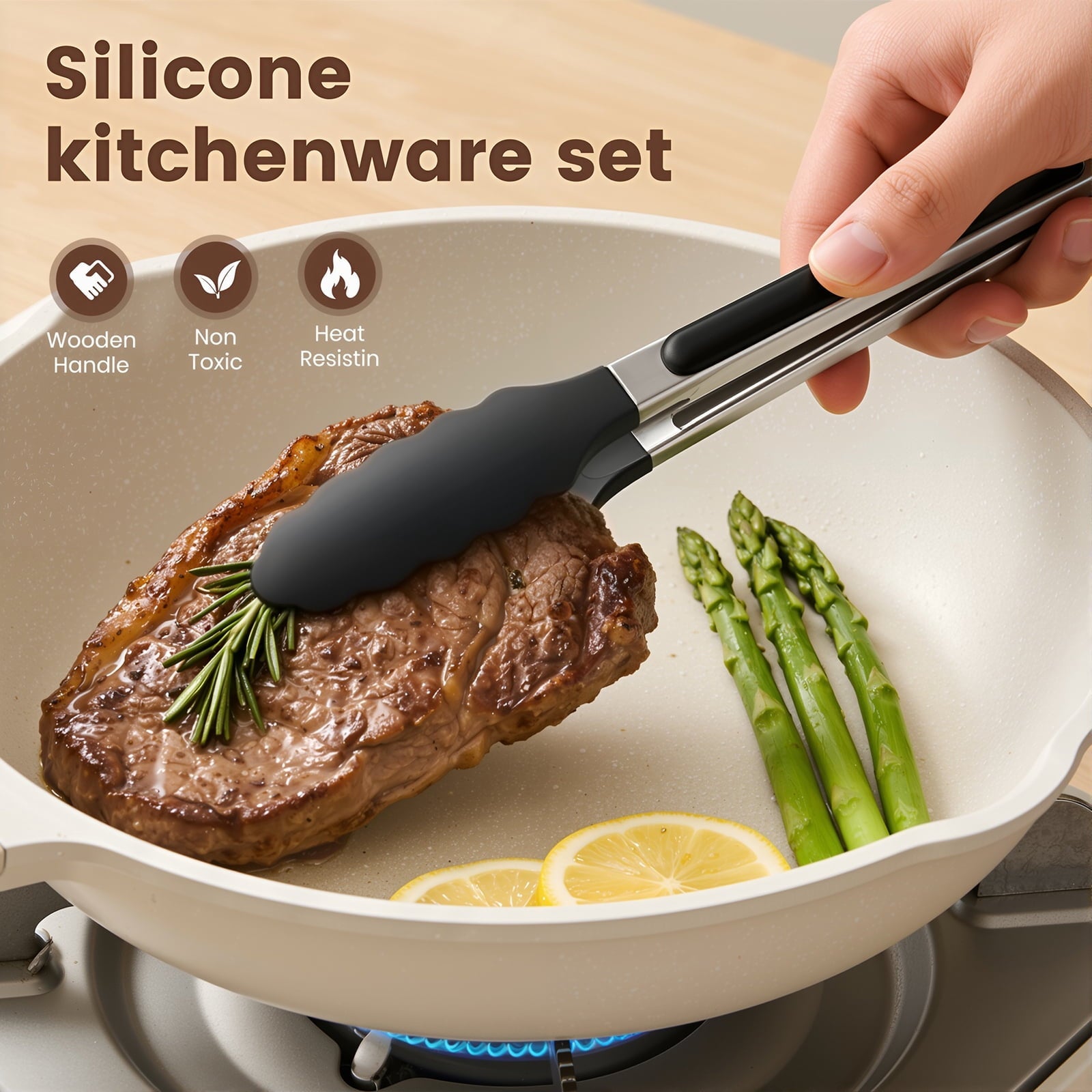 Professional Grade Silicone Cooking Utensils Set with Holder, 44 PCS Kitchen Utensils Set, Silicone Kitchen Gadgets Spatulas Set for Non... - High-Precision Culinary Tool for Baking & Cooking Detail