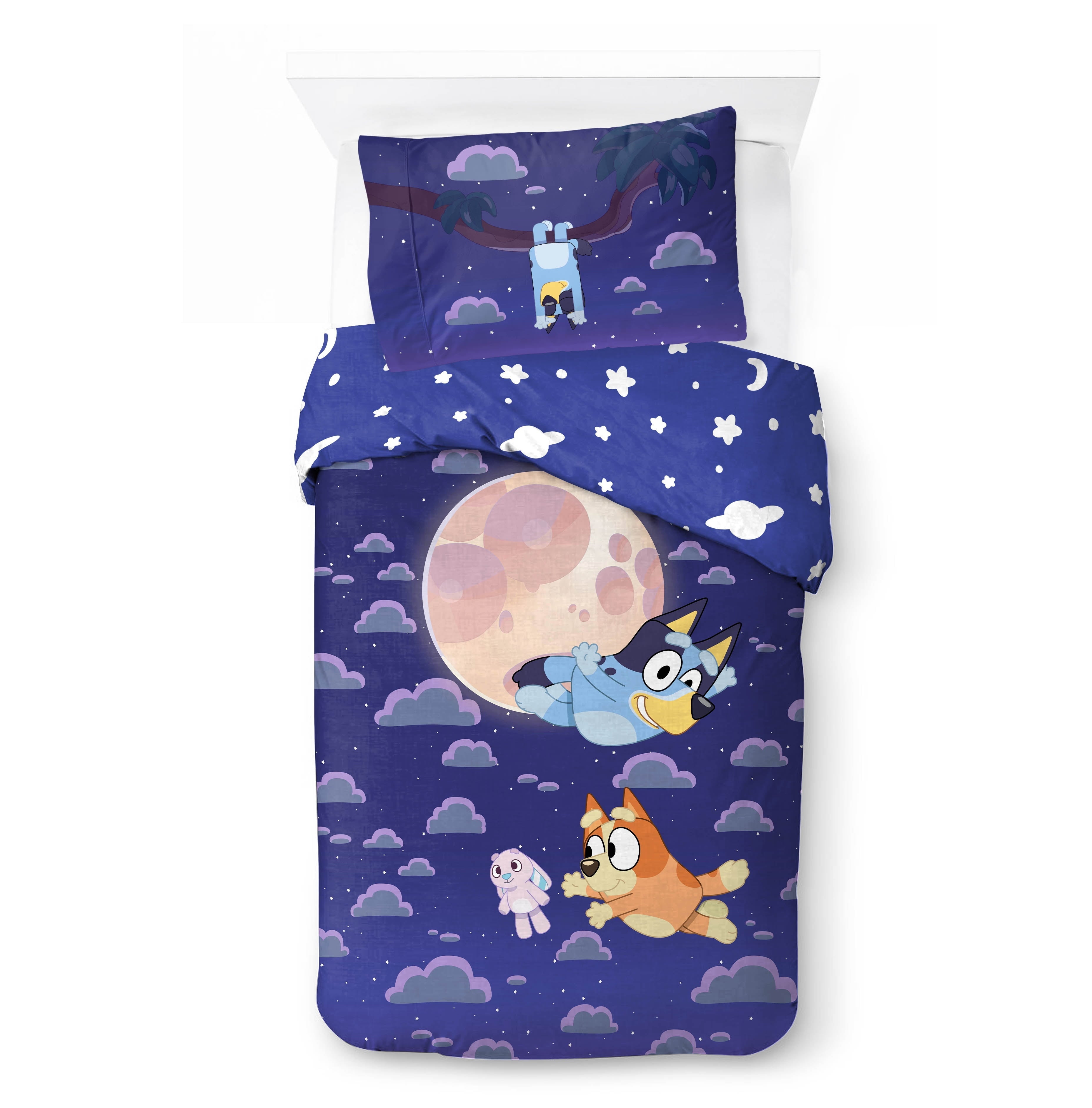 Fluffy Down Alternative Dream Kids 2 Piece Blue Reversible Comforter and Pillowcase Bedding Set, Twin/Full - Hypoallergenic Ultra-Fluffy Quilt for Winter Detail