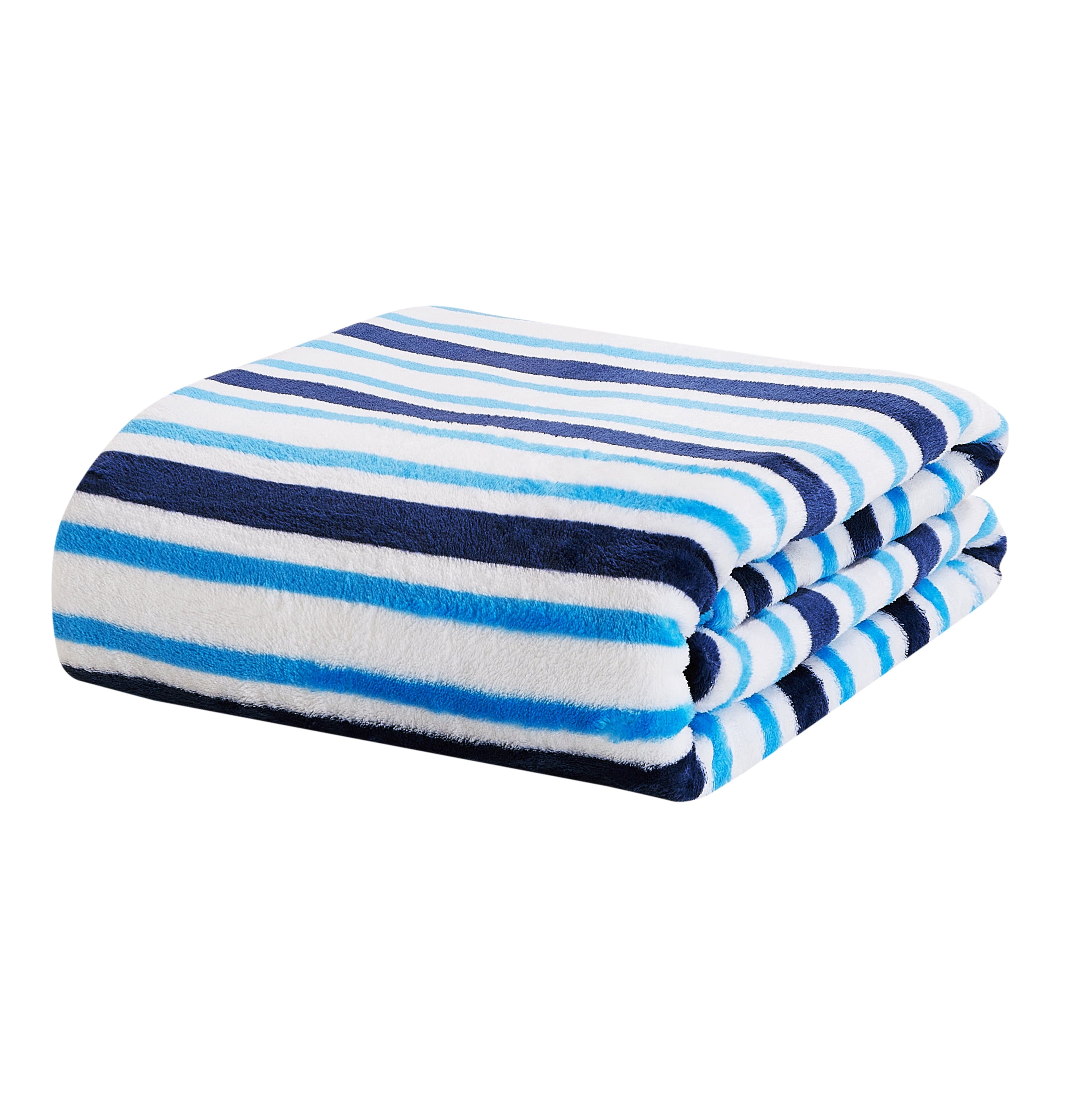 Reversible Sherpa Blue Stripes XL Oversized Throw Blanket, 72 x 50 inches, Great for a Kids Bedroom, Super Soft and Cozy - Super Soft Reversible Sherpa Flannel Blanket Detail