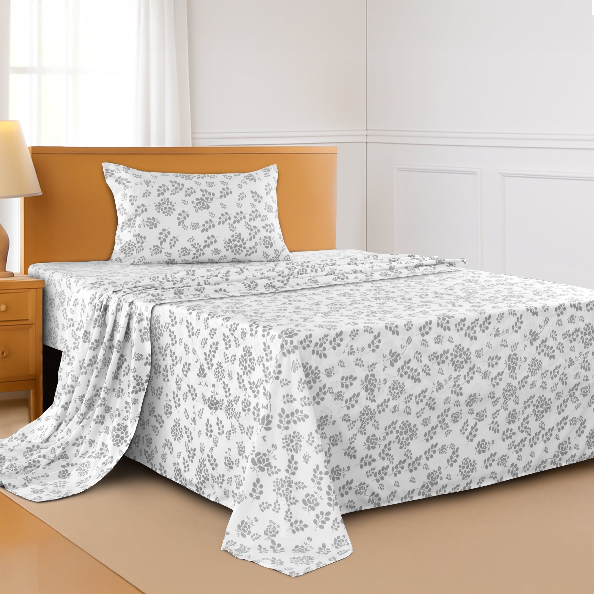 Ultra-Soft Lux Decor Twin Microfiber Bed Sheets - 3 Piece Floral Sheet Set, Soft Breathable Bedding, Wrinlkle Resistant, OEKO-TE... - Premium Ultra-Soft Pillowcase Pair for Sleeping Detail
