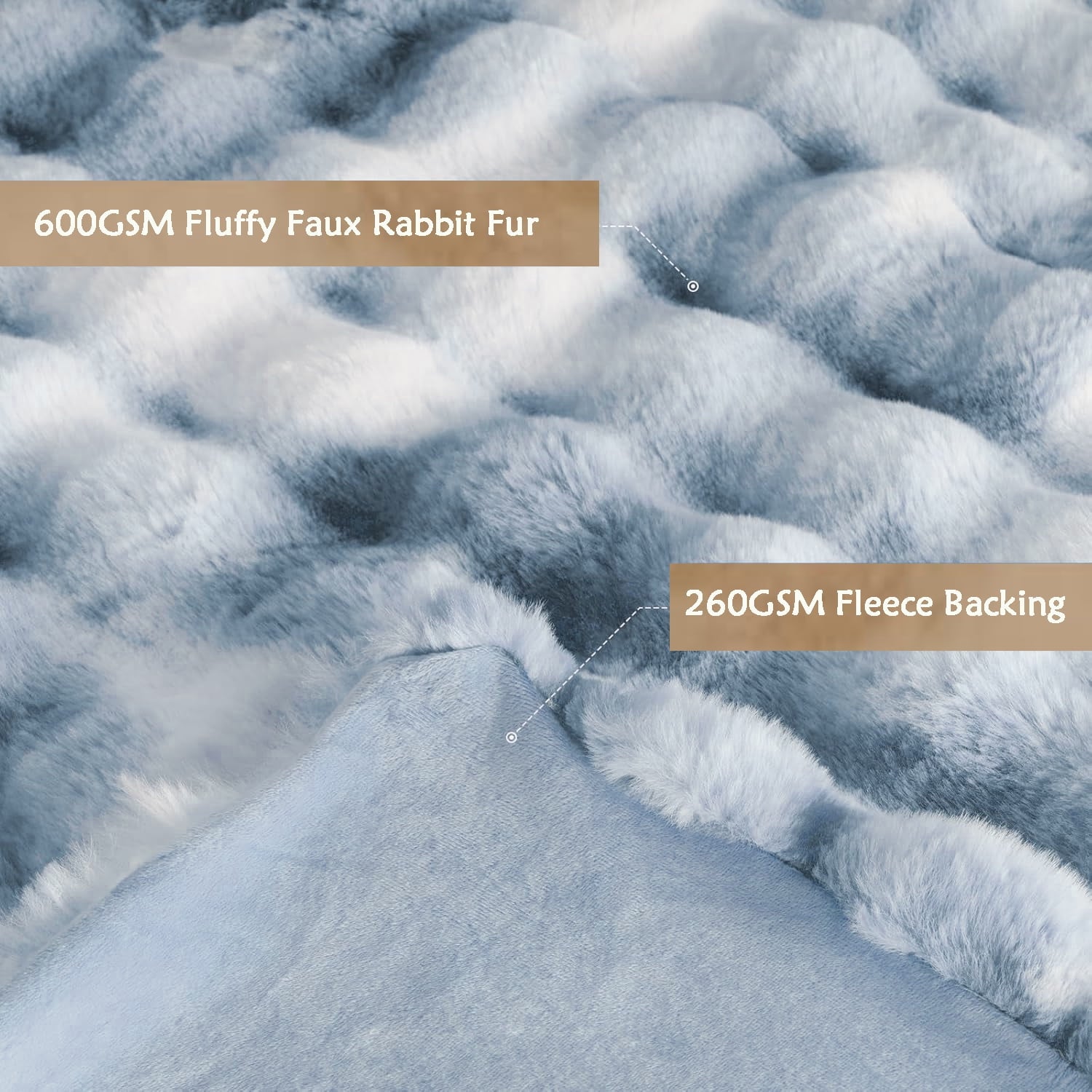 Cozy Fleece Faux Fur Blanket Fluffy Luxury Throw Blanket Plush Fuzzy Blanket for Couch Bed 50×60 Inches Tie-dyed Blue - Lightweight Plush Warm Blanket for All Seasons Detail