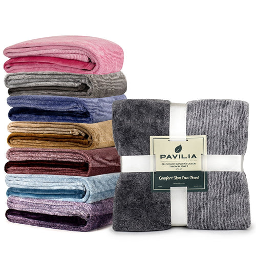 Decorative Knitted Flannel Fleece Ombre Throw Blanket for Couch | Super Soft Cozy Microfiber Couch Blanket | Gradient Decorative Accent ... - Cozy Fleece Throw Blanket for Couch & Bed Detail