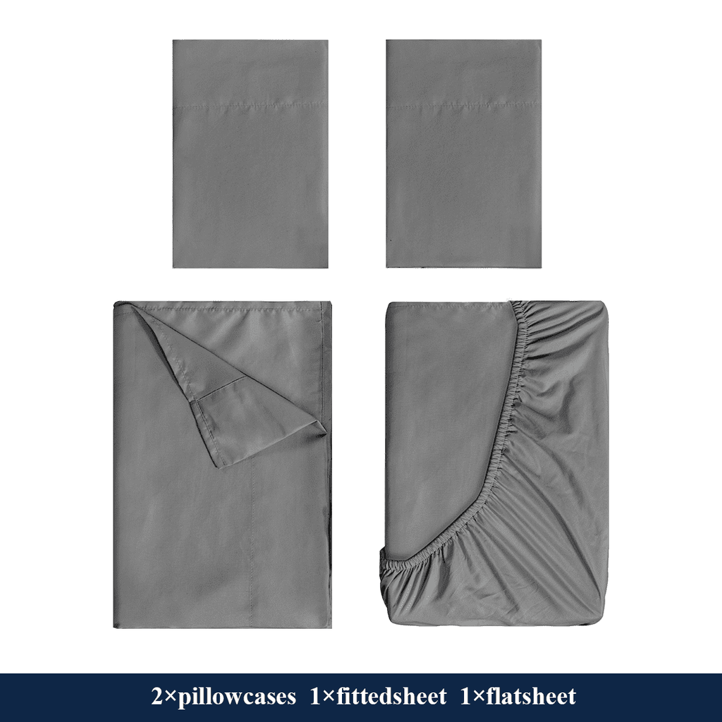 Cooling Sateen Full Size Bed Sheets, 4 Piece Sheets 14” Deep Pocket Sheet & Pillowcase Sets Soft Microfiber Luxury Bedding Fitted Sh... - Cooling Hotel Quality Bedding Sheets and Pillowcases Detail