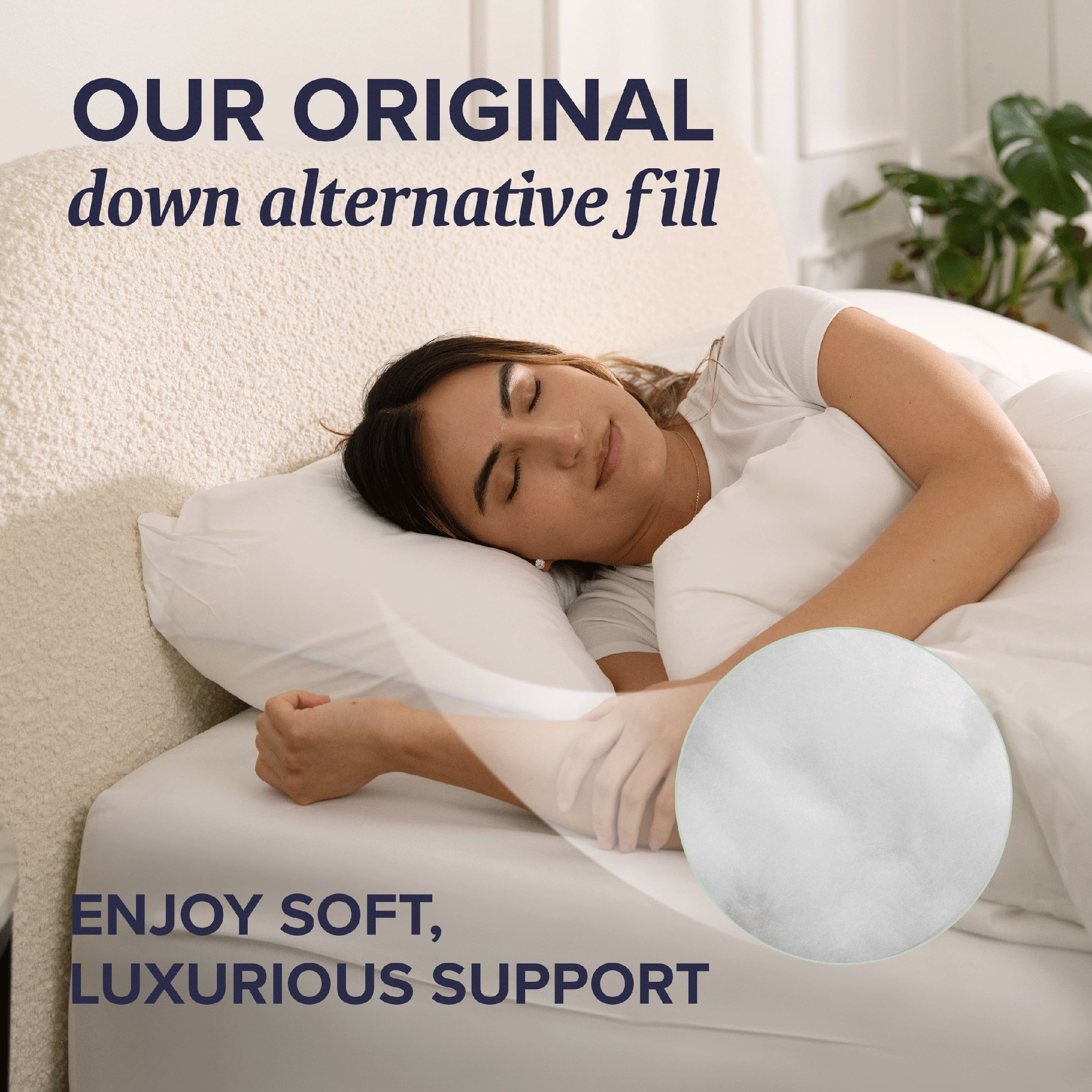 Orthopedic Support Customizable Down Alternative Queen Pillow 1 Pack, Adult - Ergonomic Memory Foam Pillow for Neck Pain Support Detail