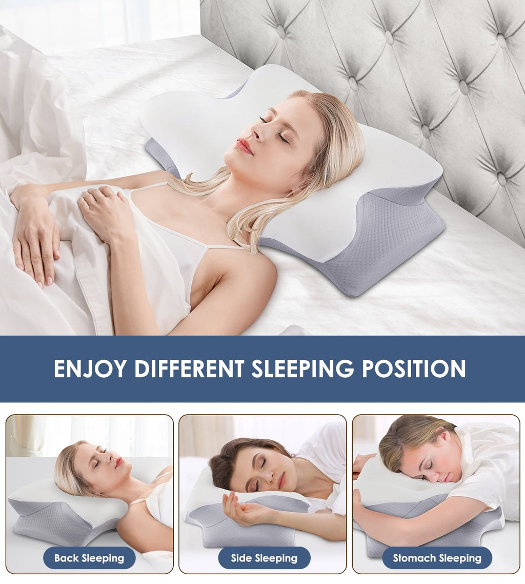 Ergonomic Memory Foam Cervical Pillow for Neck Pain Relief, Contour Memory Foam Pillows, Odorless Ergonomic Neck Pillow Adjustable Orthoped... - Orthopedic Shredded Foam Bed Pillow Set Detail