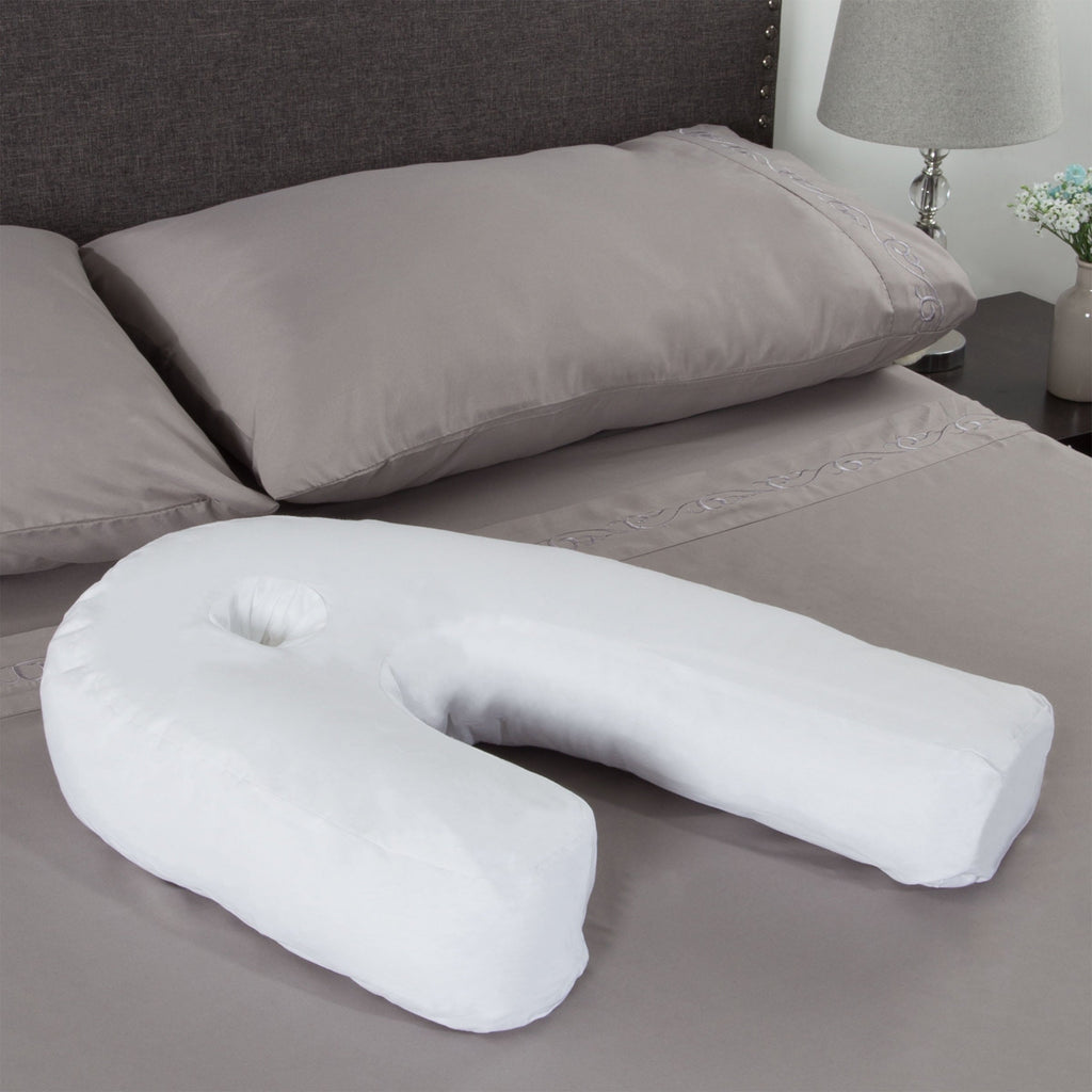 Hotel Collection Bluestone Contour Side Sleeper Pillow with Ear Pocket for Pain Relief - Decorative Throw Pillow Cushion for Sofa & Bed Detail