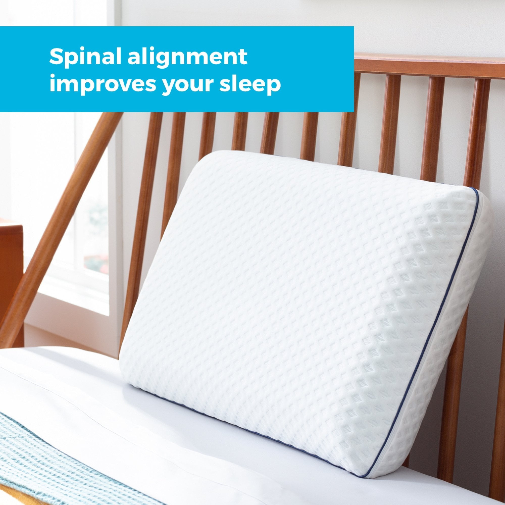 Orthopedic Support Medium Feel Standard Size Ventilated Gel Memory Foam Bed Pillow with Washable Cover and Temperature Regulating Infusion - Ergonomic Memory Foam Pillow for Neck Pain Support Detail