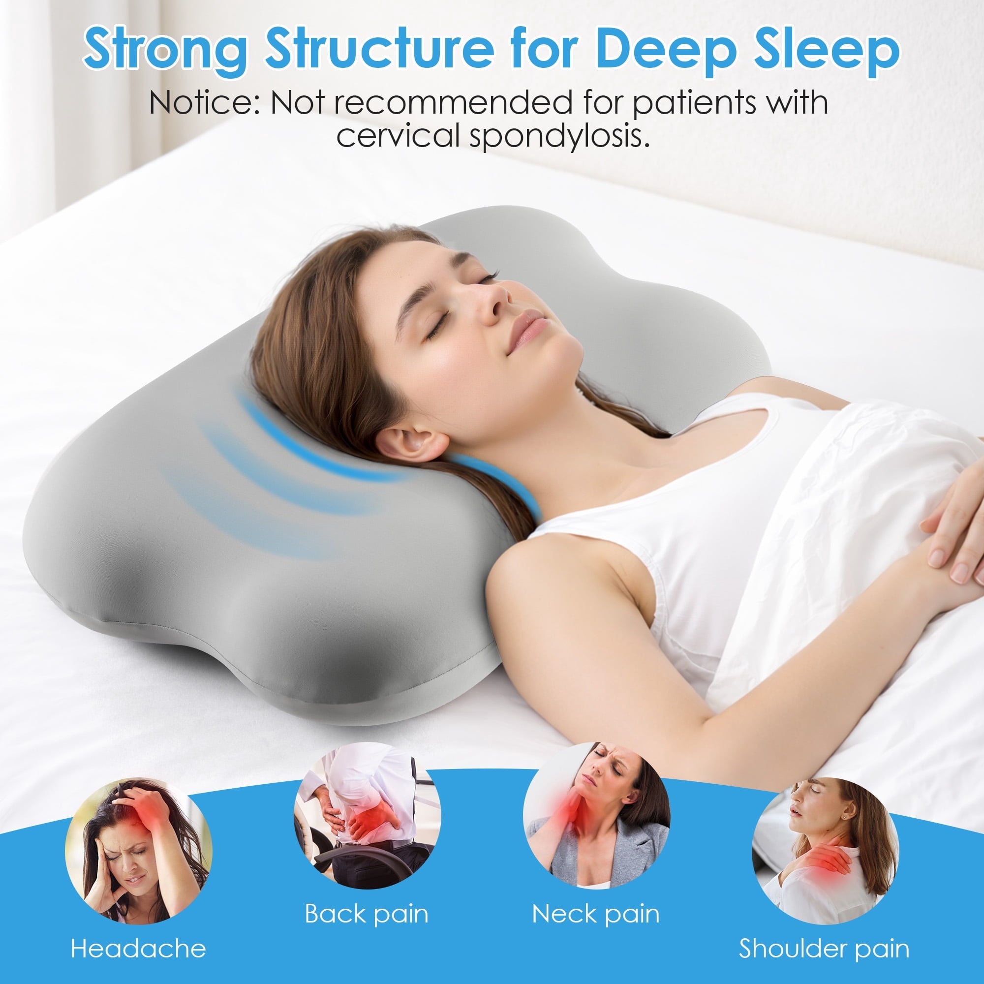 Hotel Collection Cervical Pillow Orthopedic Cervical Pillow for Neck Pain Relief, Memory Foam Bed Pillow with Pillowcase, Contour Bed ... - Ergonomic Memory Foam Pillow for Neck Pain Support Detail