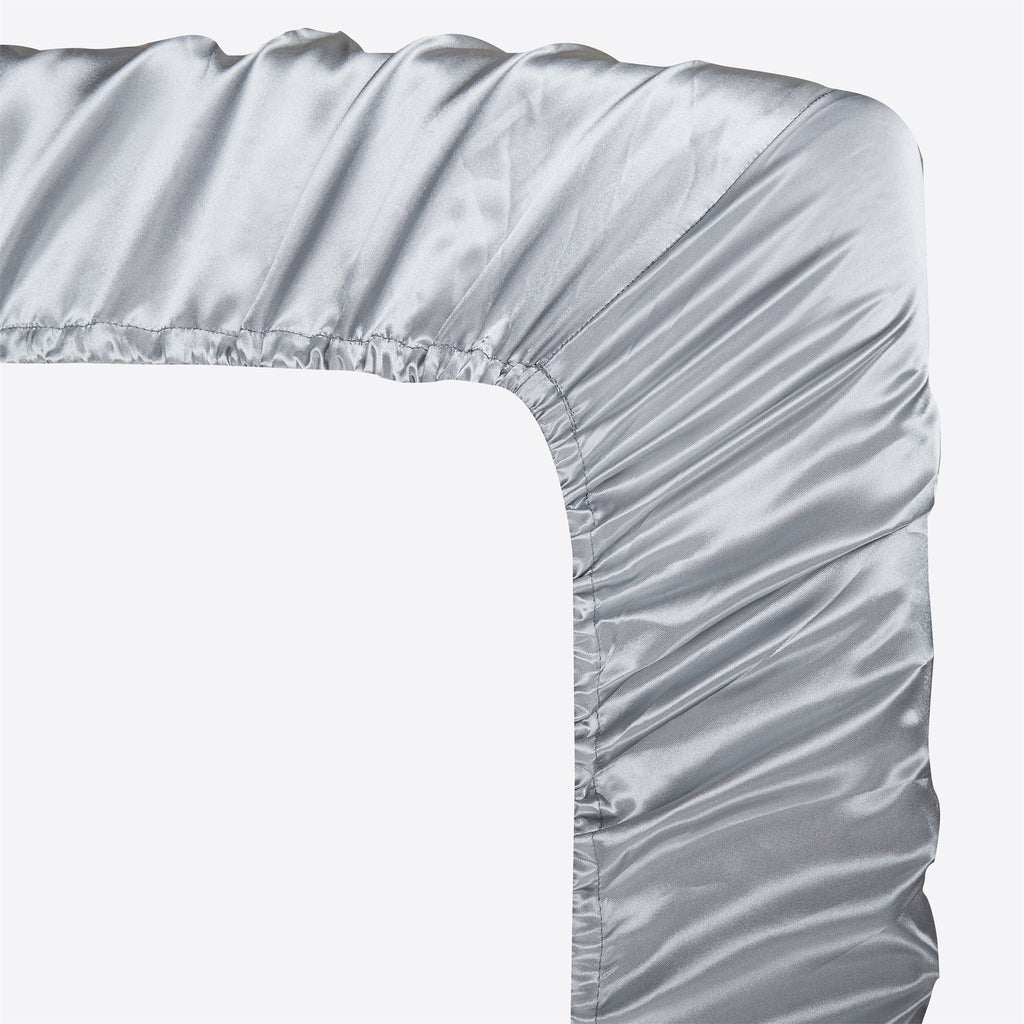 Wrinkle-Resistant Satin Fitted Sheet King Size 14 Inch Deep Pocket Bed Sheet Silk Sheet Ultra Soft Machine Washable, Light Gray - Breathable Egyptian Cotton Flat & Fitted Sheets Detail