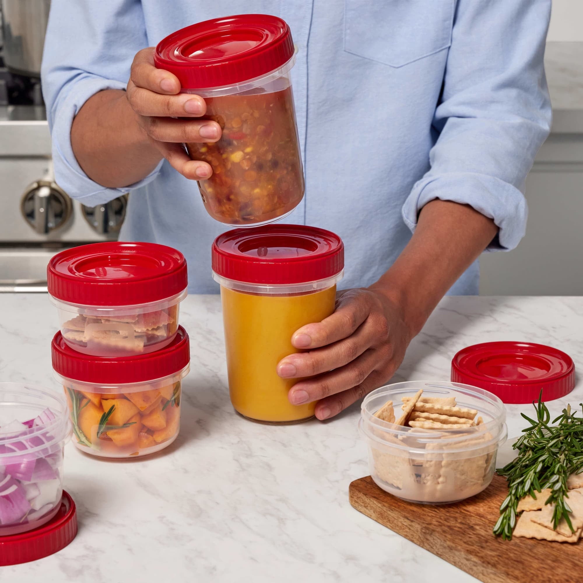 Deliciously Squishy (3 pack) & Seal 1.6-Cup Food Storage Containers, Ruby Red, 3 pack - Playful Star & Heart Shaped Geometric NeeDoh Detail