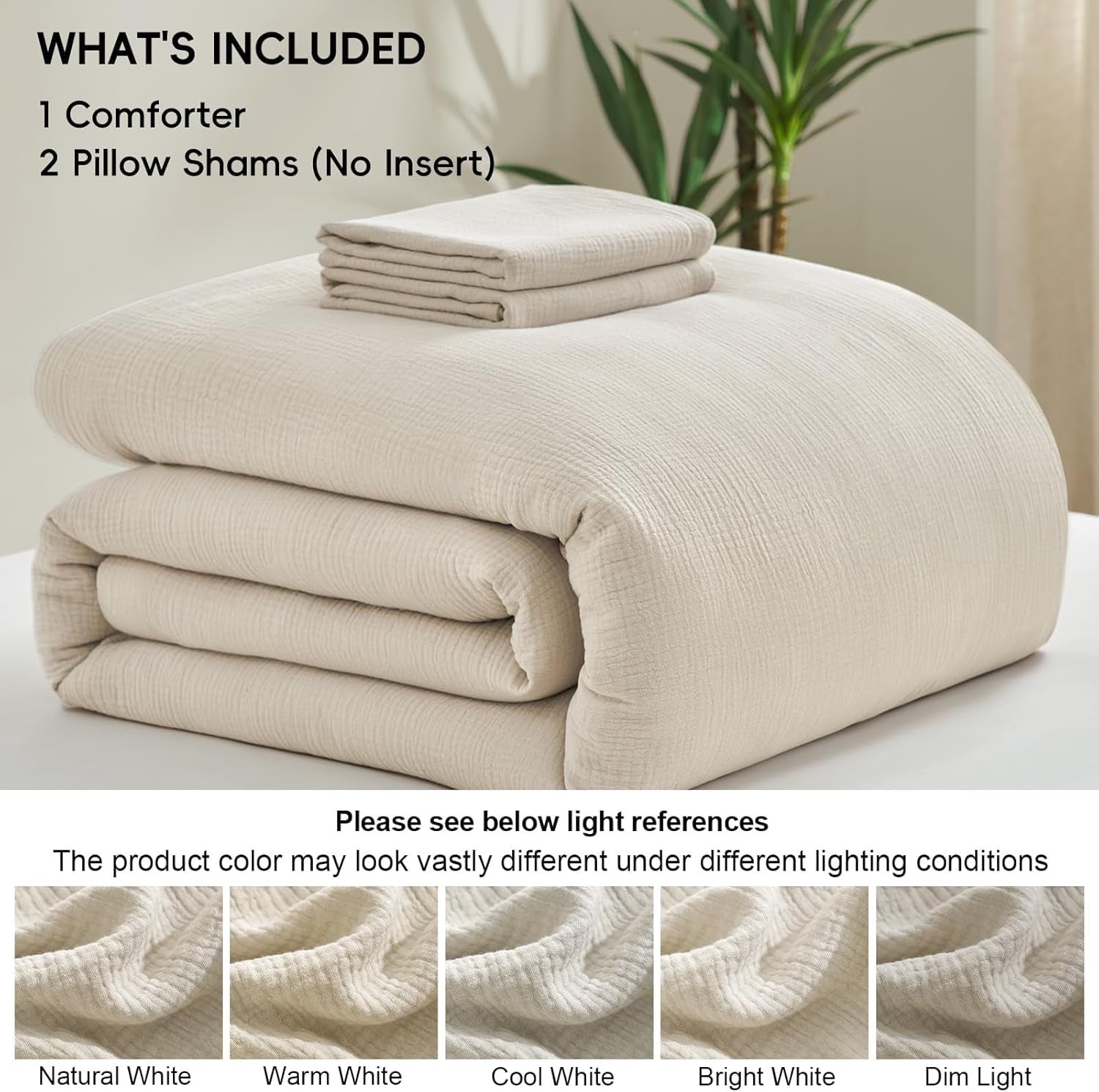 Heavyweight Warmth Cotton Muslin Comforter Set Queen Size, Ultra Soft Breathable & Lightweight Bedding Set for All Seasons, 1 Comfy Comf... - Luxurious Quilted Duvet Cover Set Detail