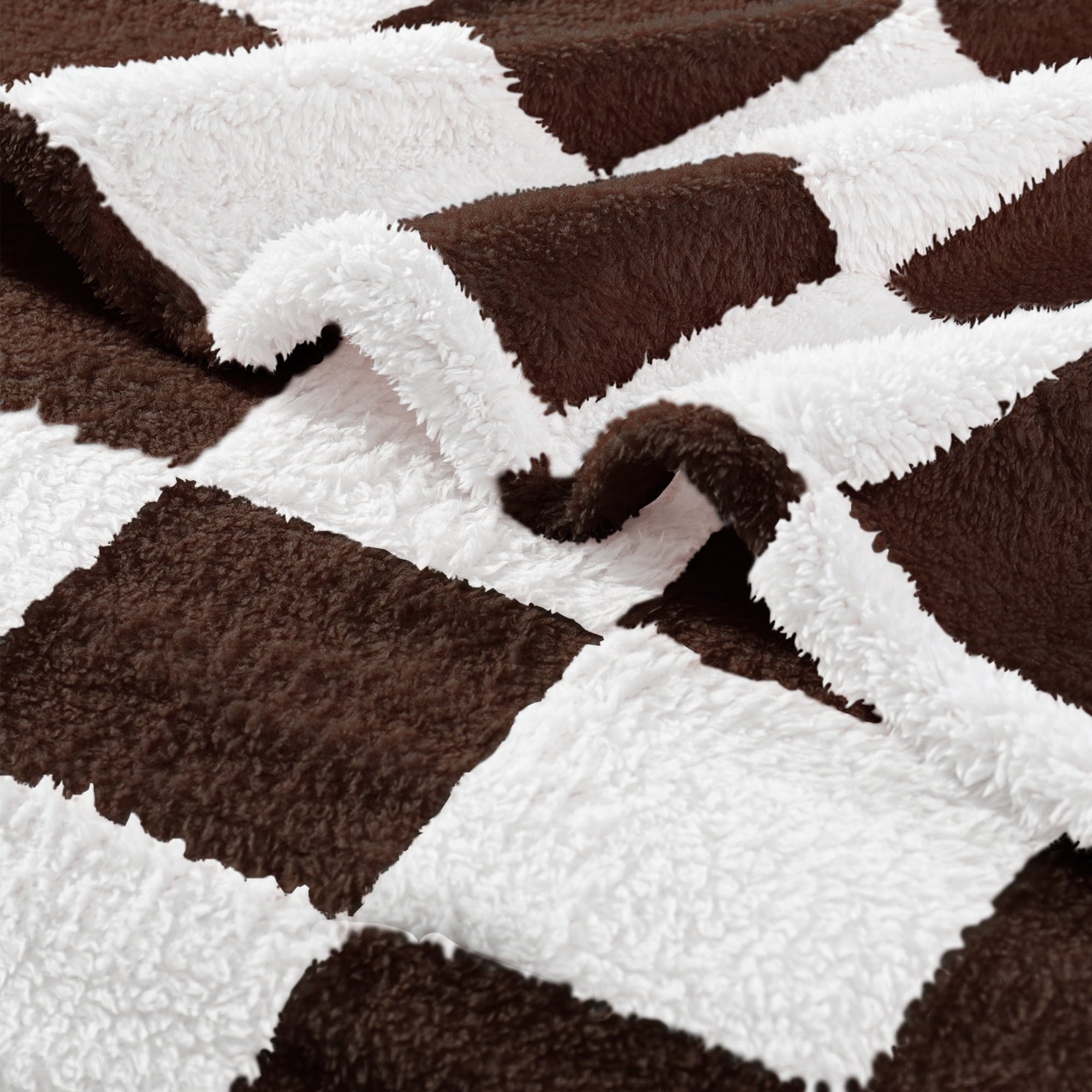 Lightweight Warm Checkered Throw Blanket, Super Soft and Warm Fluffy Fleece Blanket for Couch, Sofa, Bed, Cute Plaid Pattern, Coffee, ... - Cozy Fleece Throw Blanket for Couch & Bed Detail