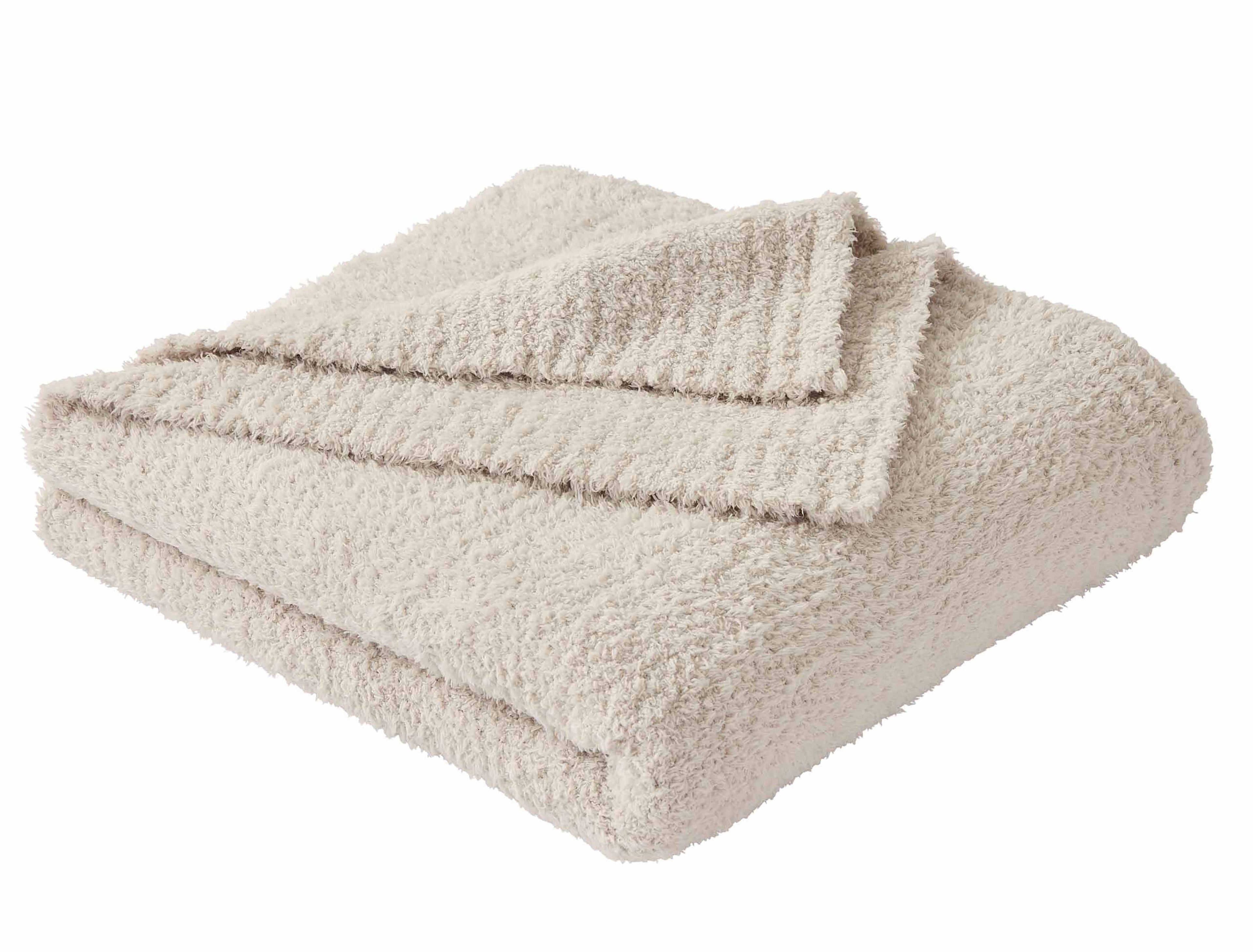 Lightweight Warm Beige Cozy Knit Throw, 50" x 72" - Luxury Knitted Decorative Throw Blanket with Fringes Detail