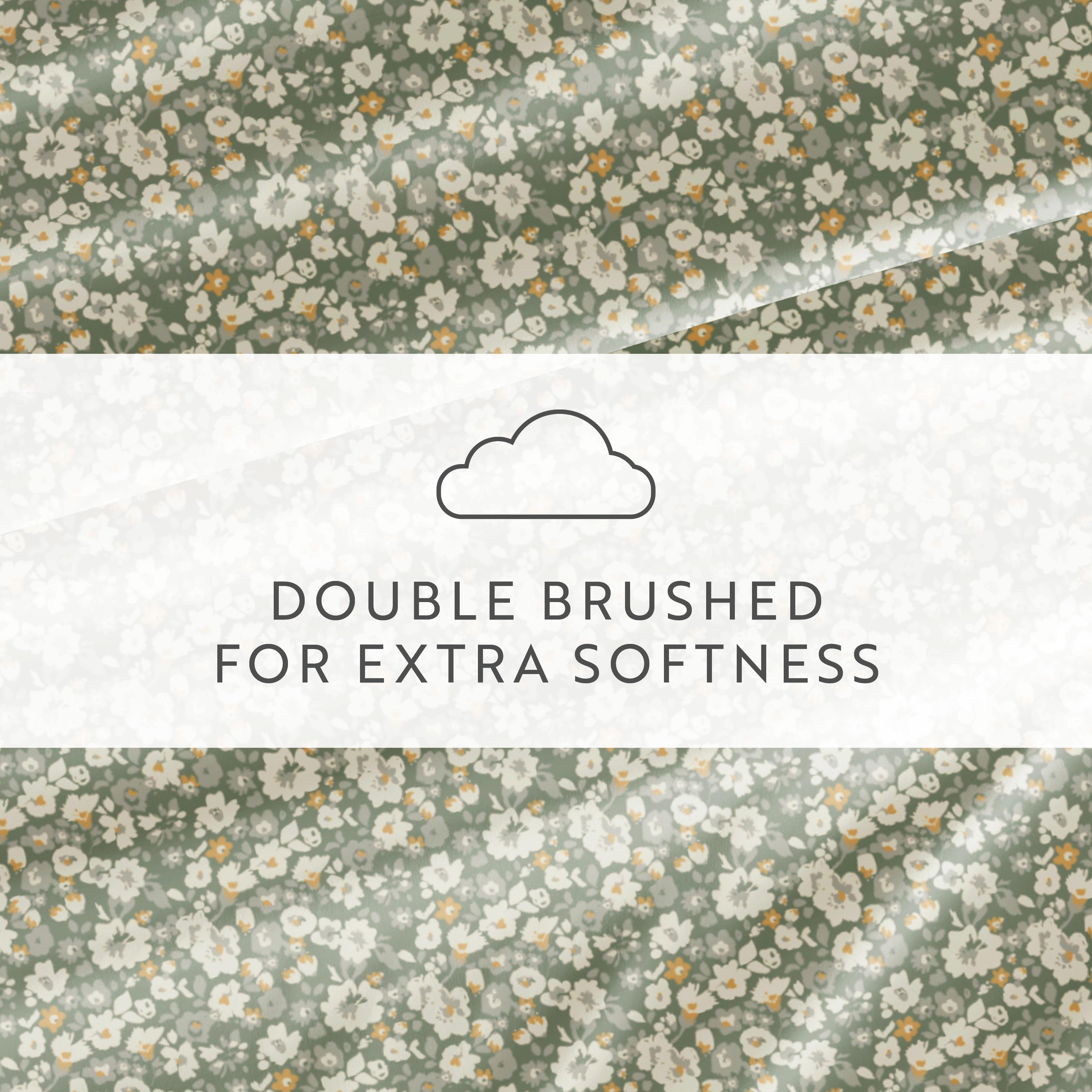 Ultra-Soft 4 Piece Pattern Microfiber Bed Sheets Set, Floral Dream Eucalyptus, Twin - Premium Ultra-Soft Pillowcase Pair for Sleeping Detail